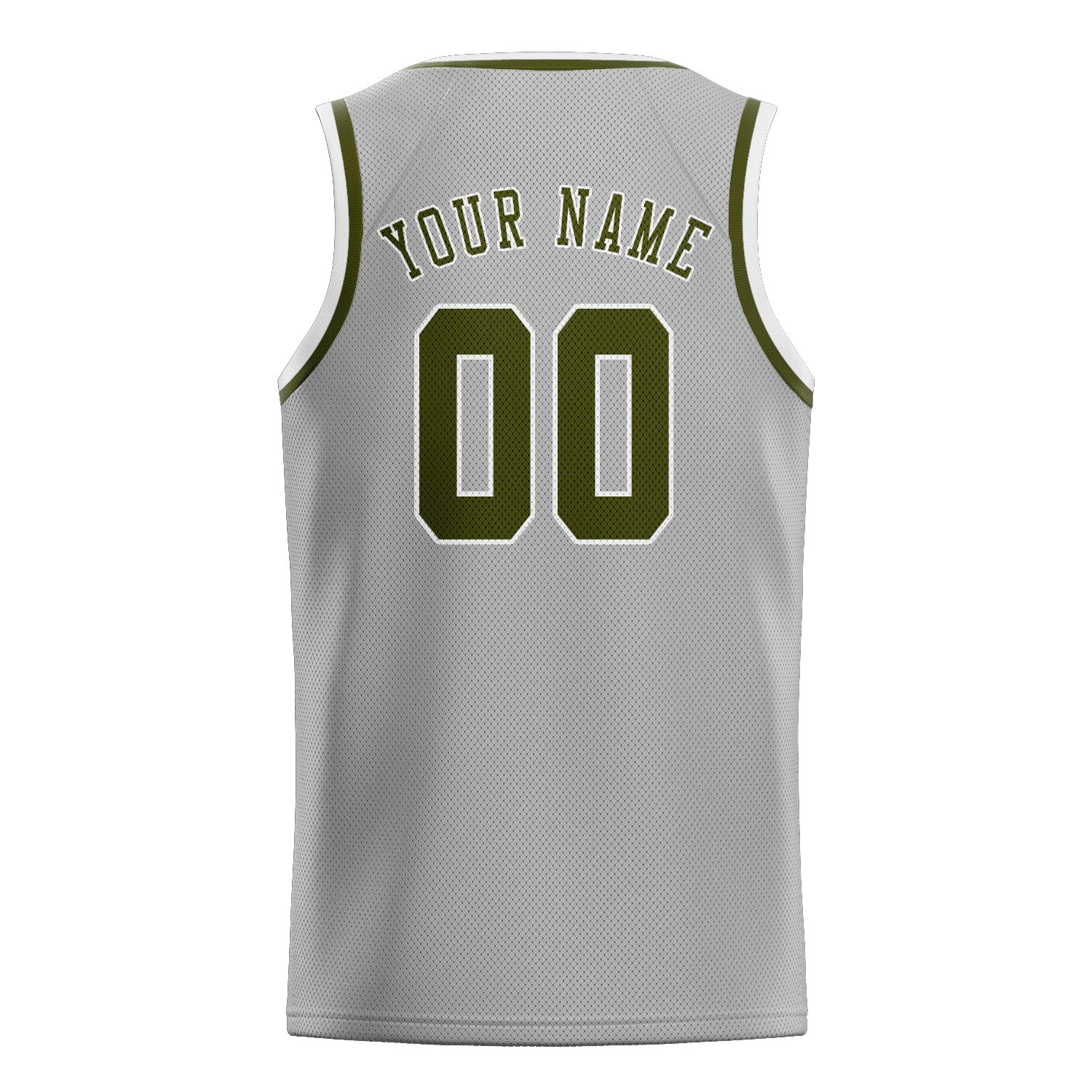 Benutzerdefiniertes Professionelles Grau Dunkles Oliv Basketballtrikot