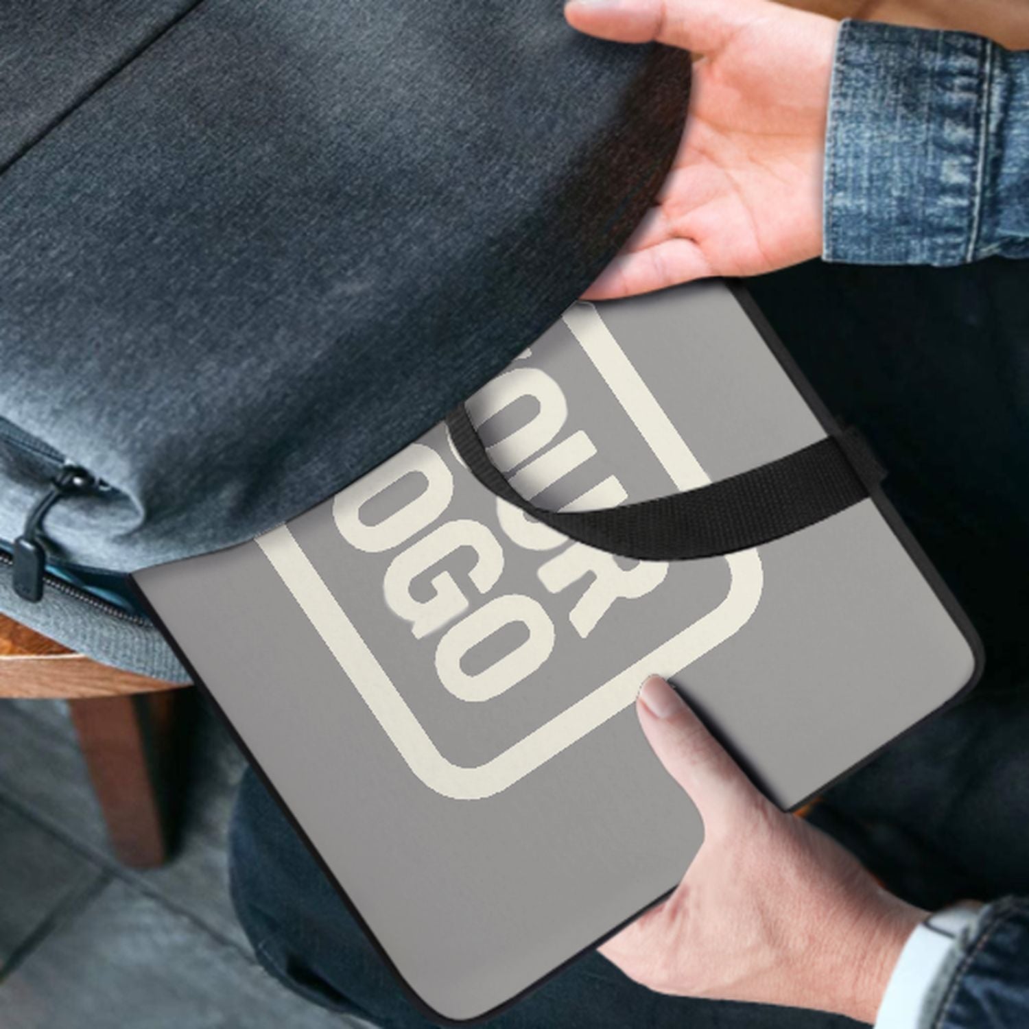 Maßgeschneidertes Grau Cream Laptop Tasche