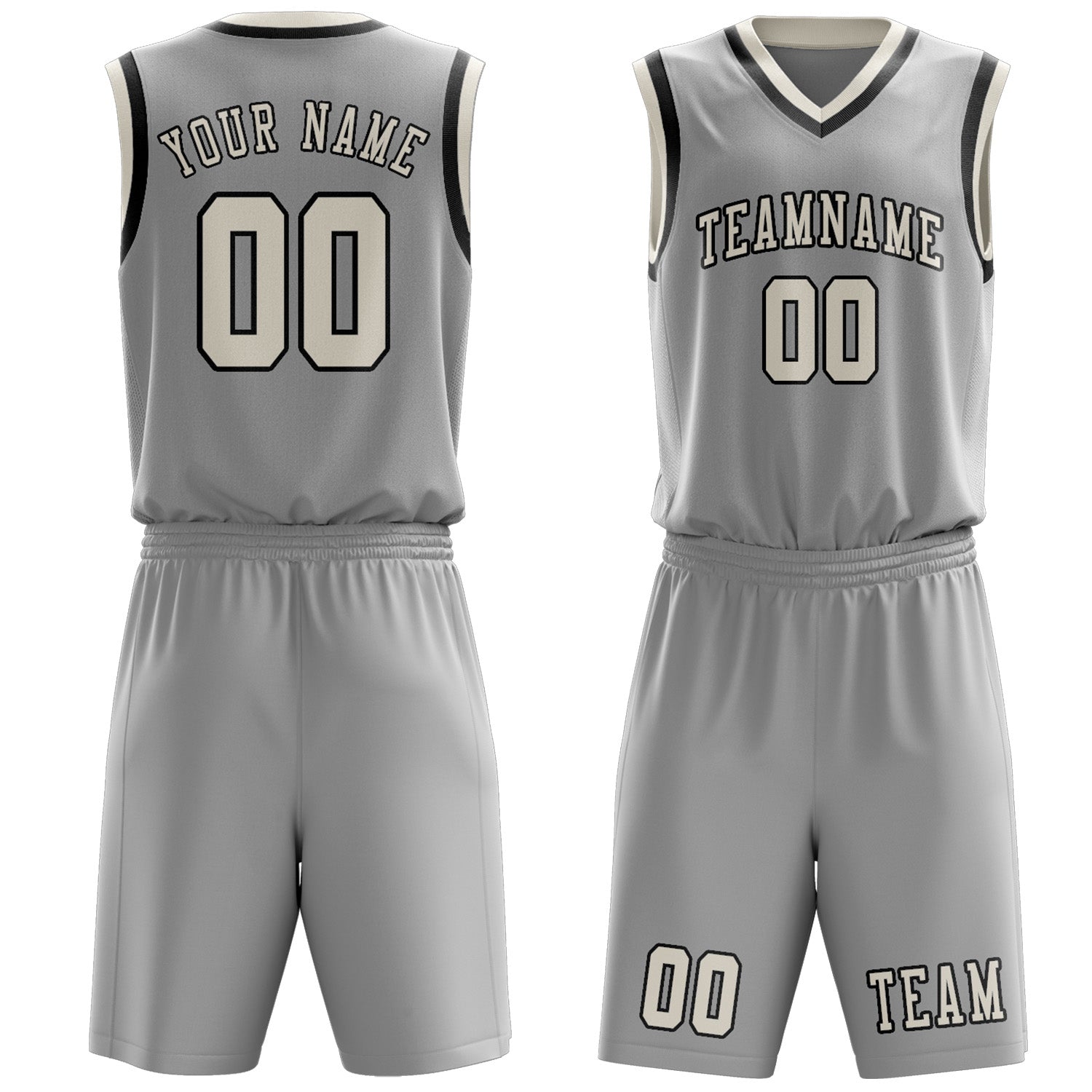 Benutzerdefiniertes Professionelles Grau Beige Basketballtrikot-Set
