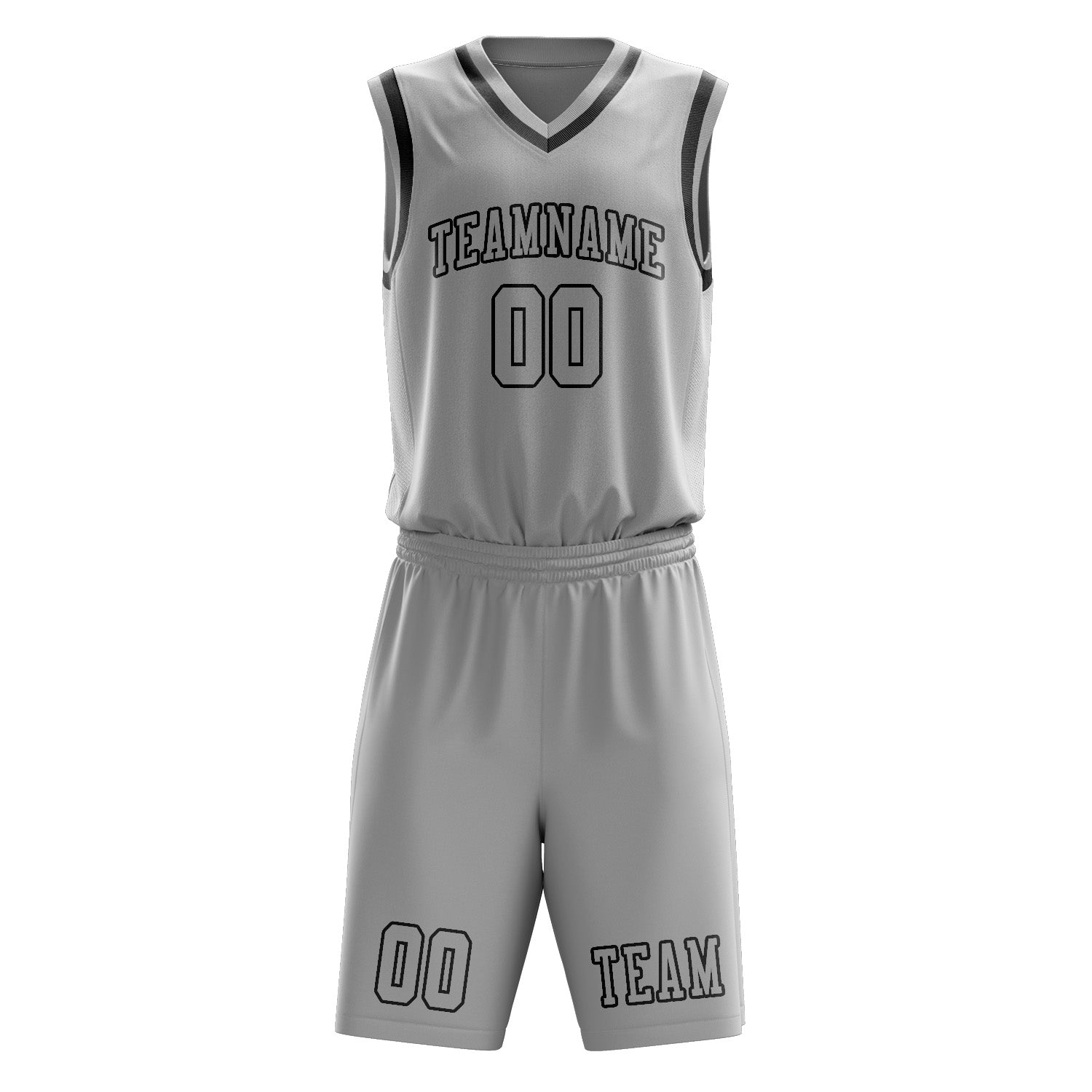 Benutzerdefiniertes Professionelles Grau Schwarz Basketballtrikot-Set