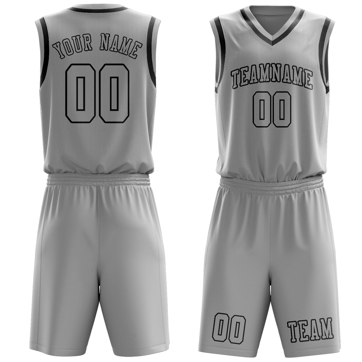 Benutzerdefiniertes Professionelles Grau Schwarz Basketballtrikot-Set