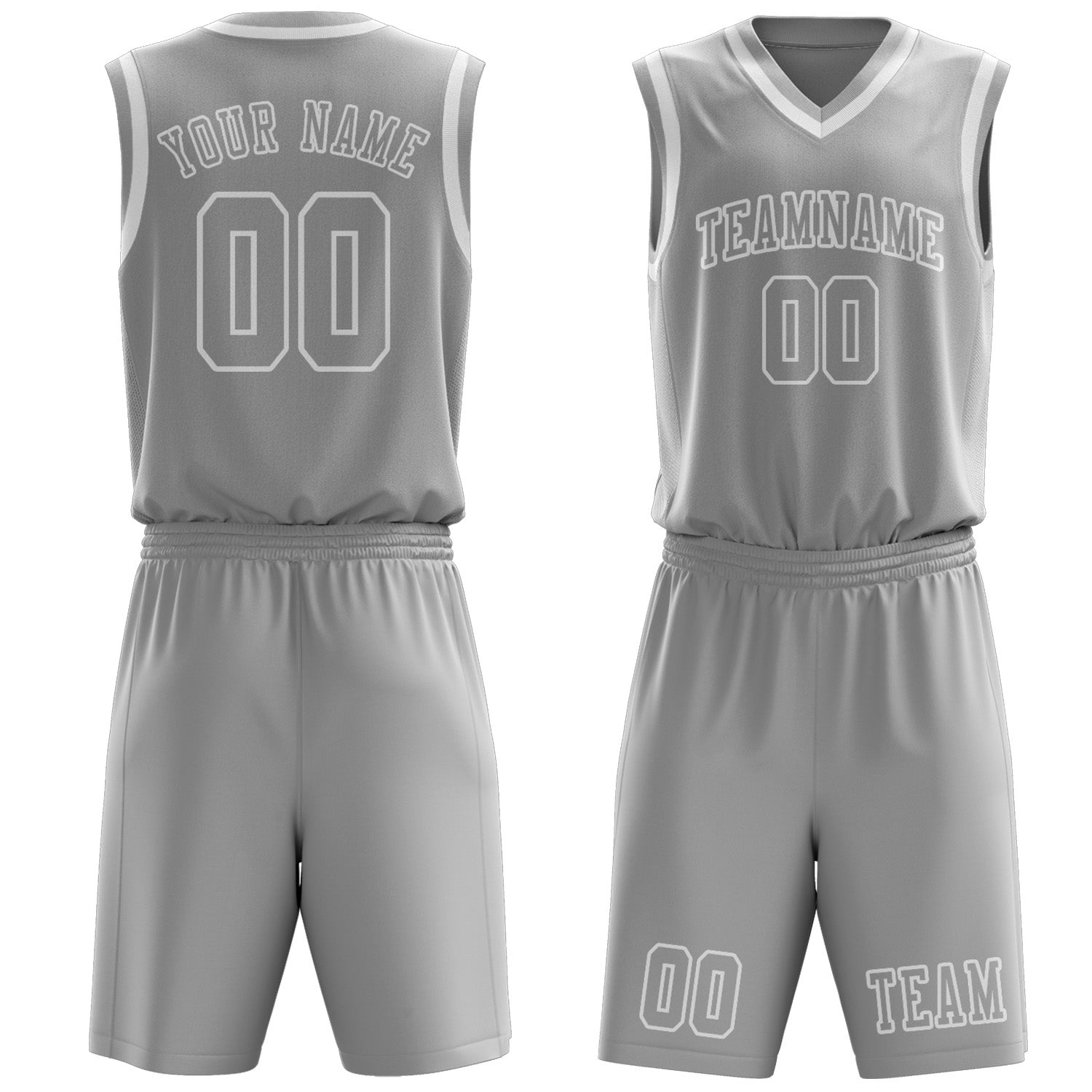 Benutzerdefiniertes Professionelles Grau Weiß Basketballtrikot-Set