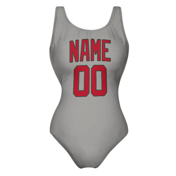 Maillot de bain gris rouge sur mesure
