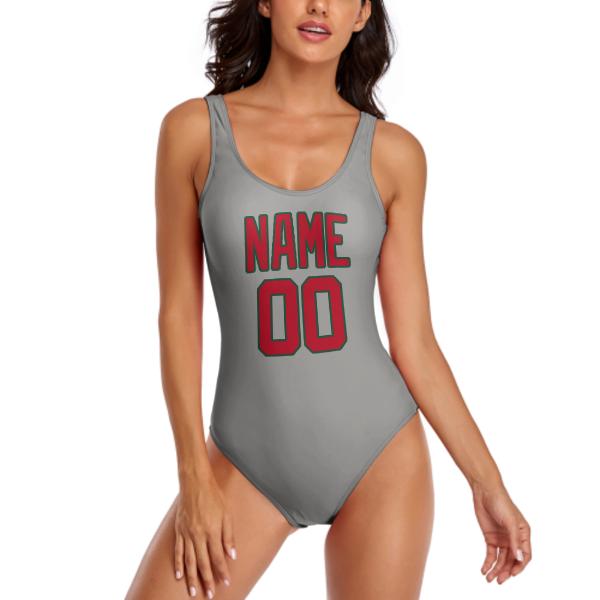 Maillot de bain gris rouge sur mesure