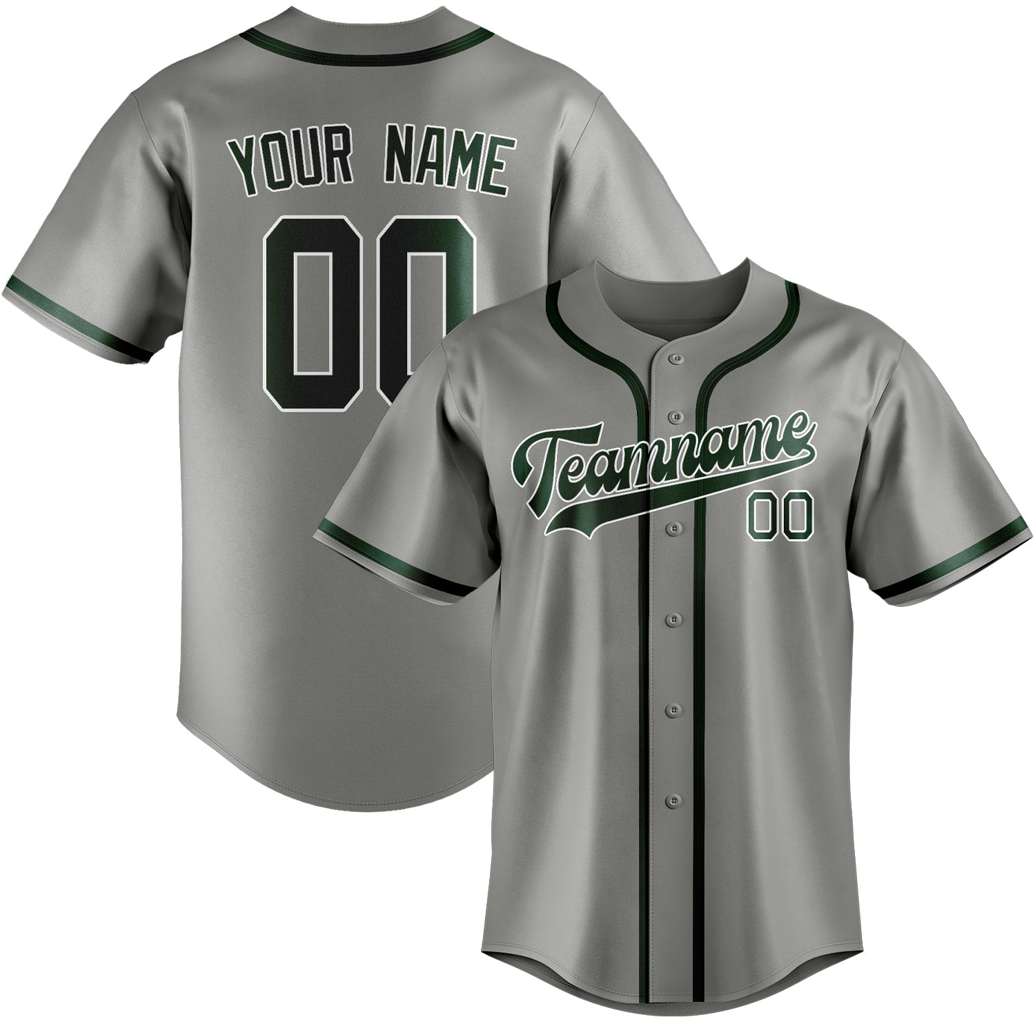 Benutzerdefiniertes Professionelles Grau Moosgrün Baseballtrikot