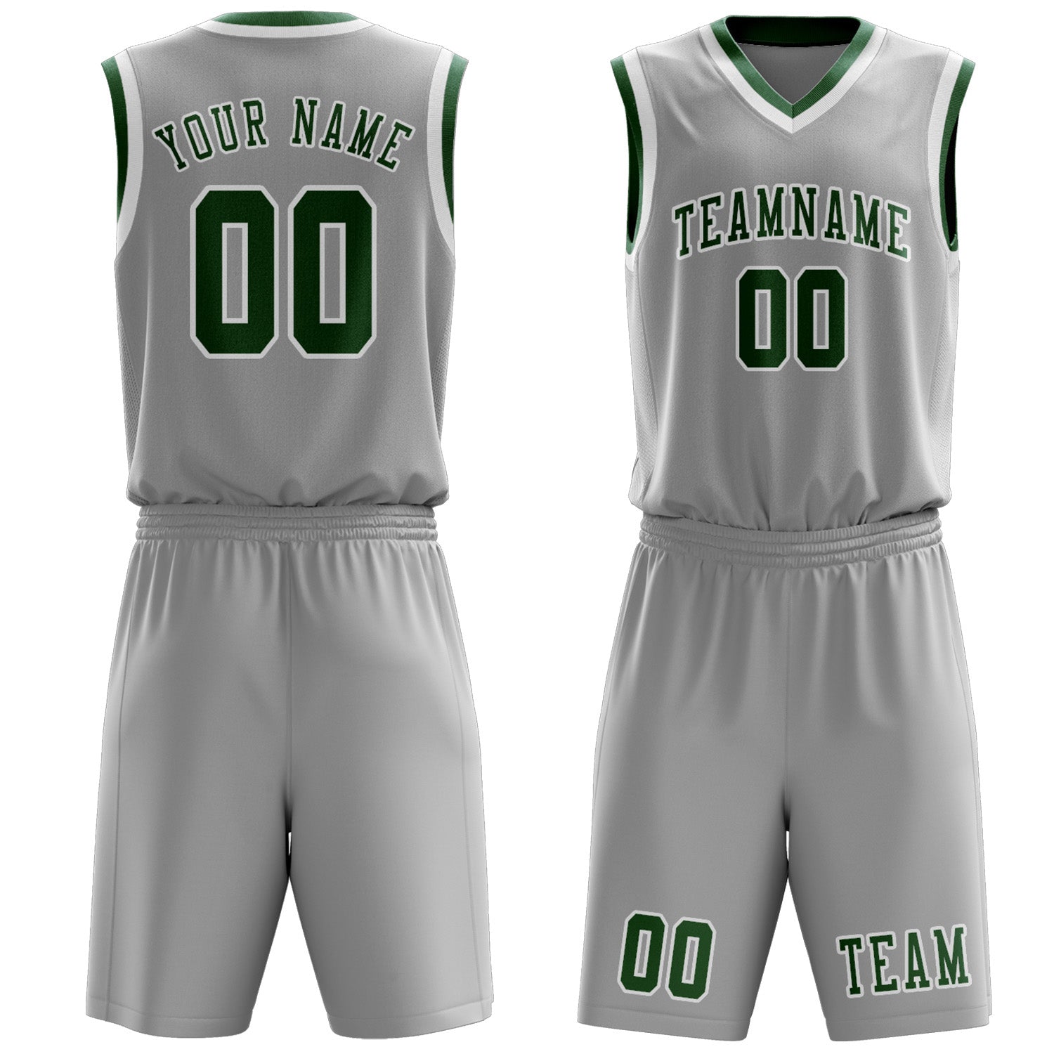 Benutzerdefiniertes Professionelles Grau Moosgrün Basketballtrikot-Set