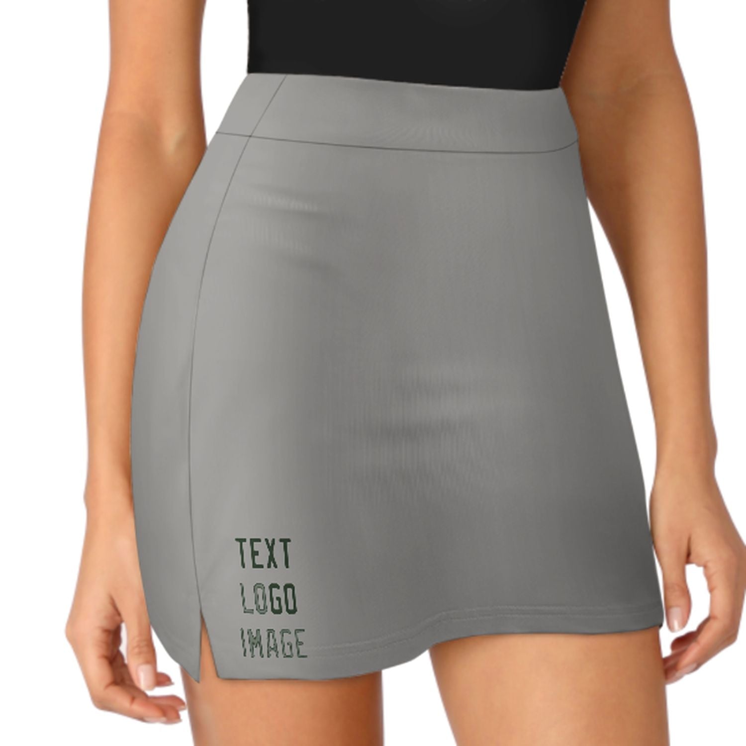 Maßgeschneidertes Grau Tannengrün A-Linien Skort