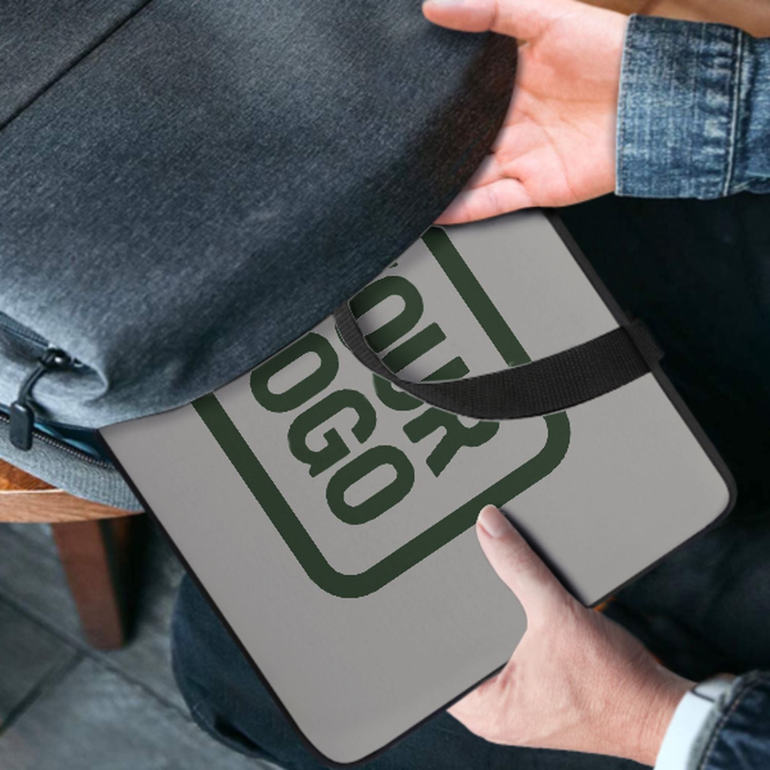 Maßgeschneidertes Grau Dark Green Laptop Tasche