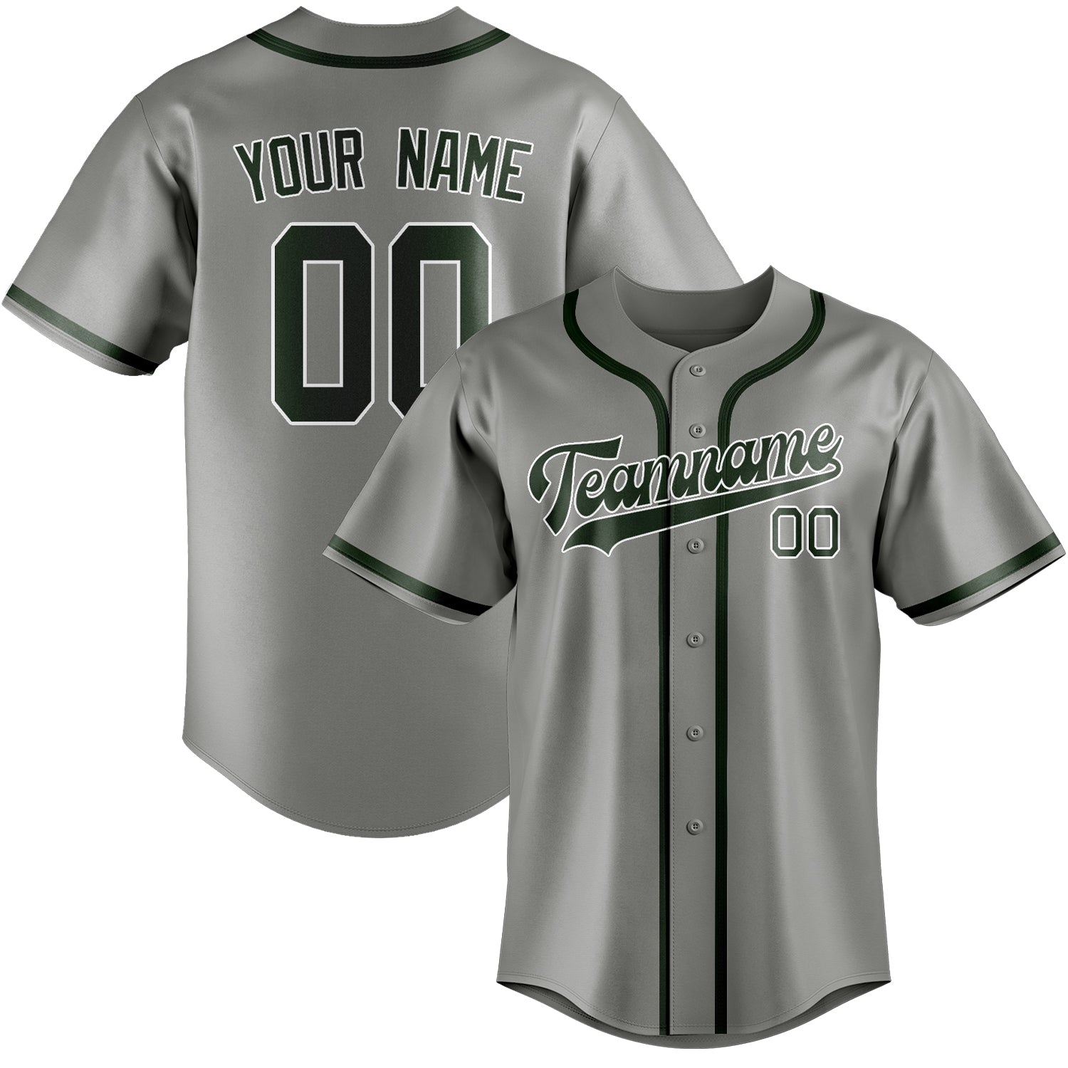 Benutzerdefiniertes Professionelles Grau Tannengrün Baseballtrikot