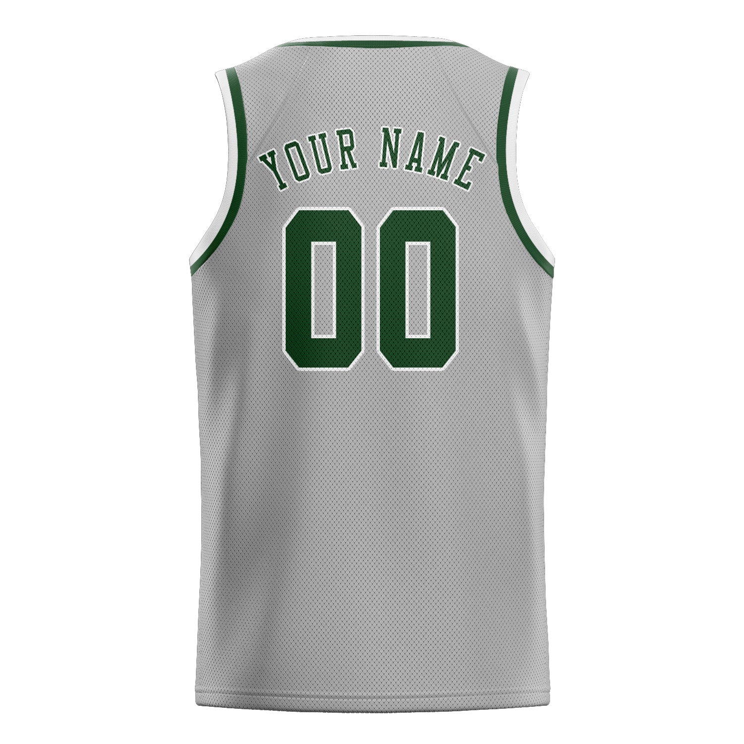 Benutzerdefiniertes Professionelles Grau Tannengrün Basketballtrikot