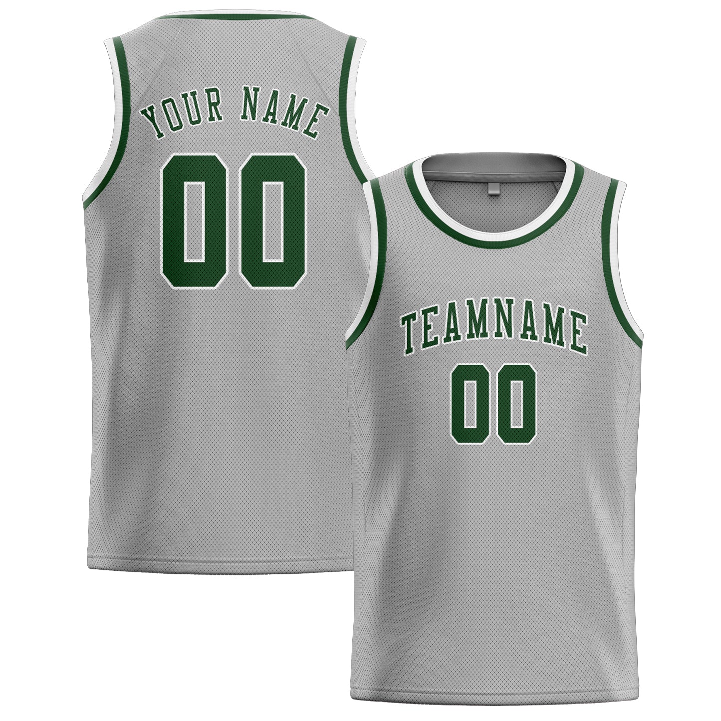 Benutzerdefiniertes Professionelles Grau Tannengrün Basketballtrikot