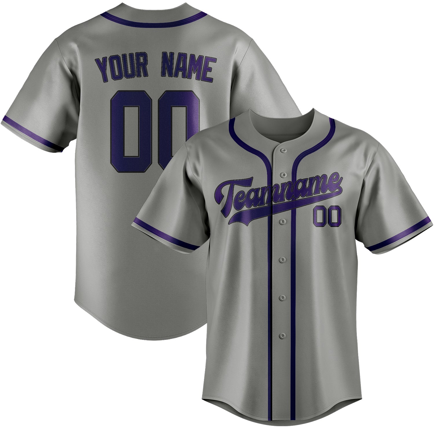Benutzerdefiniertes Professionelles Grau Lila Baseballtrikot