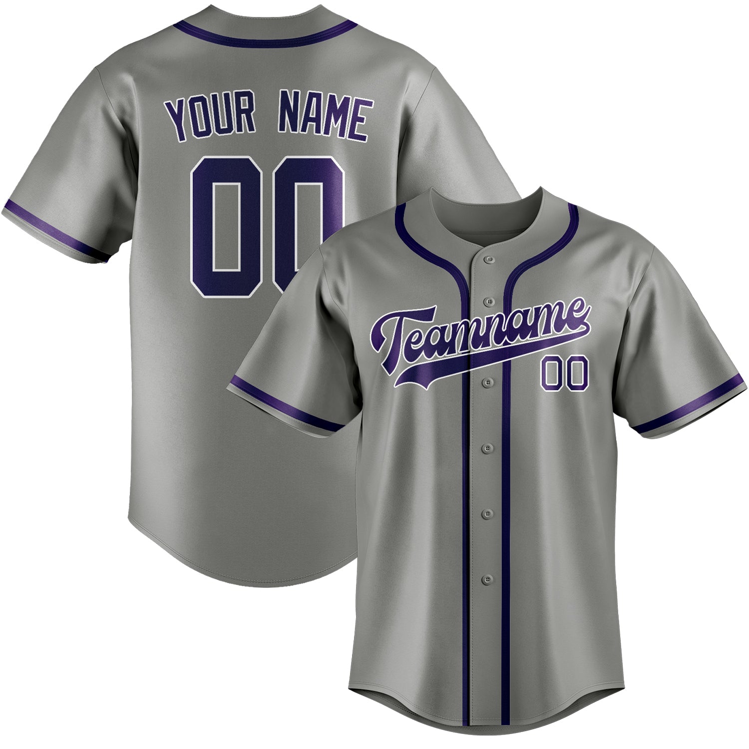 Benutzerdefiniertes Professionelles Grau Lila Baseballtrikot