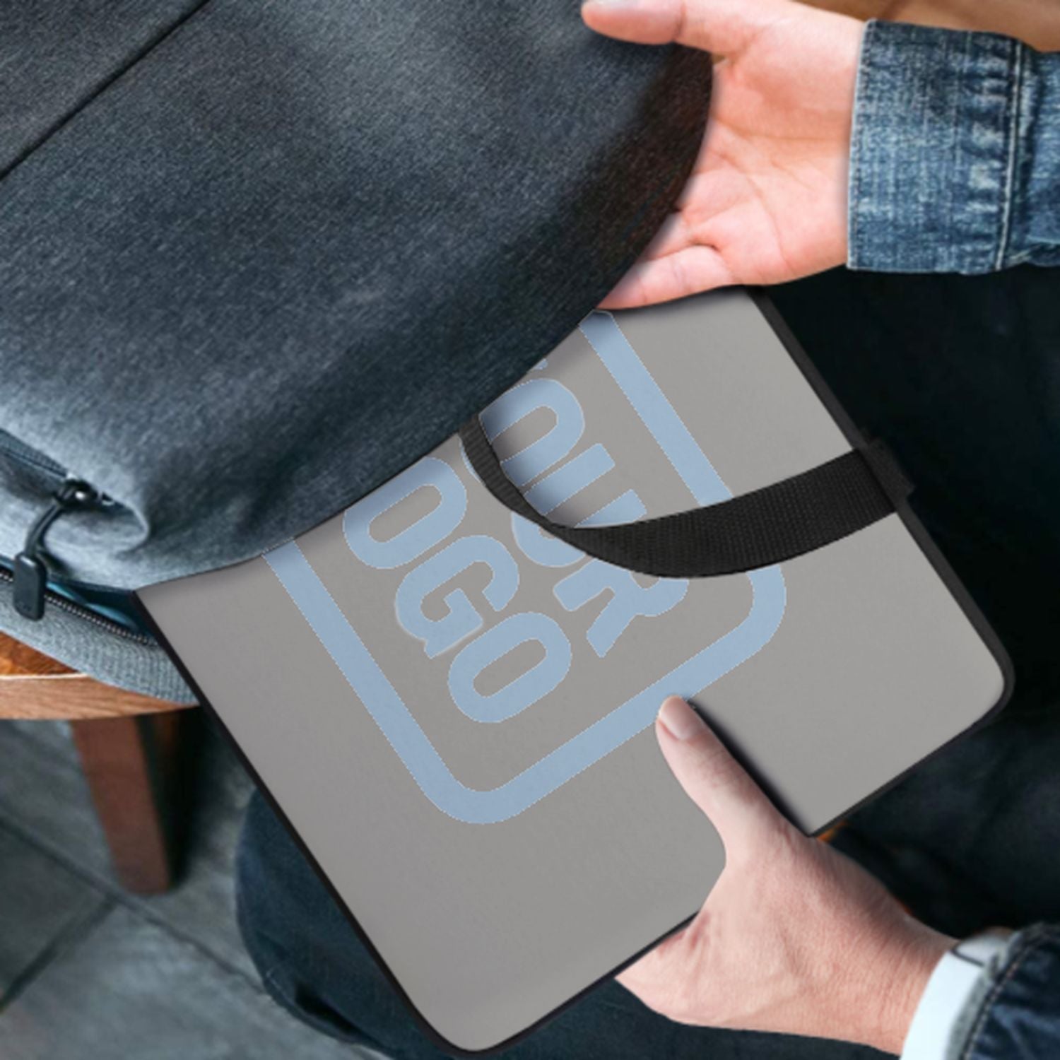 Maßgeschneidertes Grau Light Blue Laptop Tasche