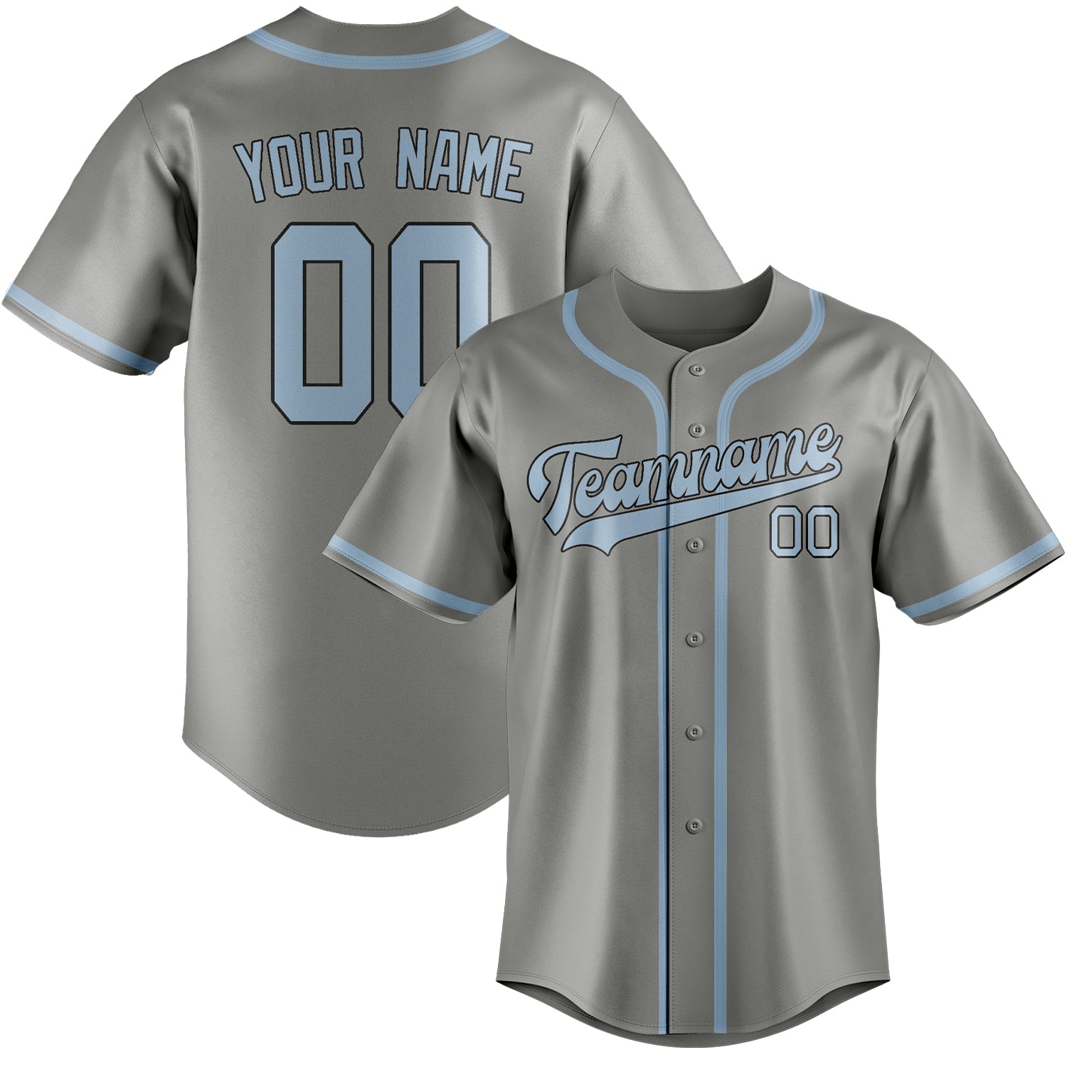 Benutzerdefiniertes Professionelles Grau Hellblau Baseballtrikot
