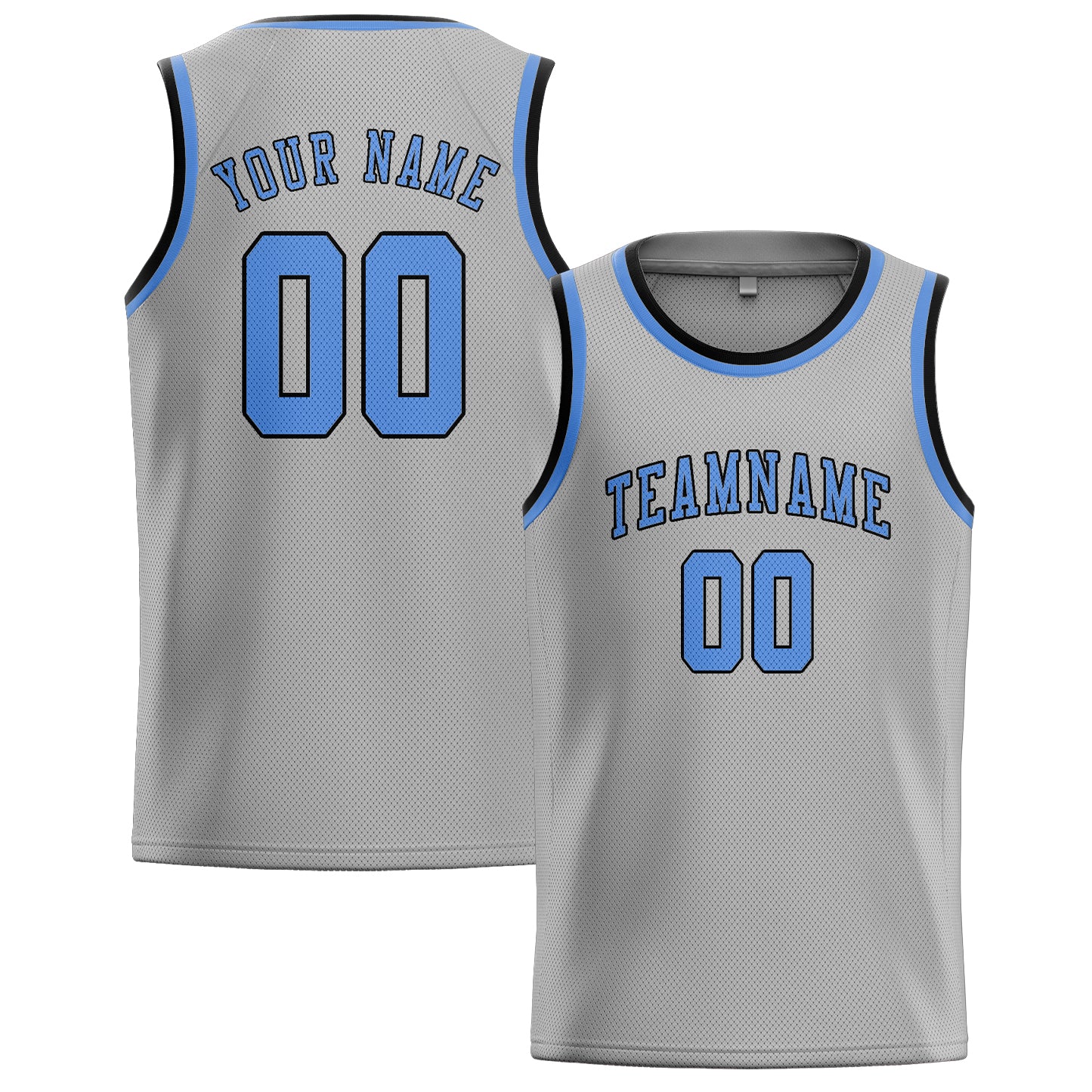 Benutzerdefiniertes Professionelles Grau Hellblau Basketballtrikot