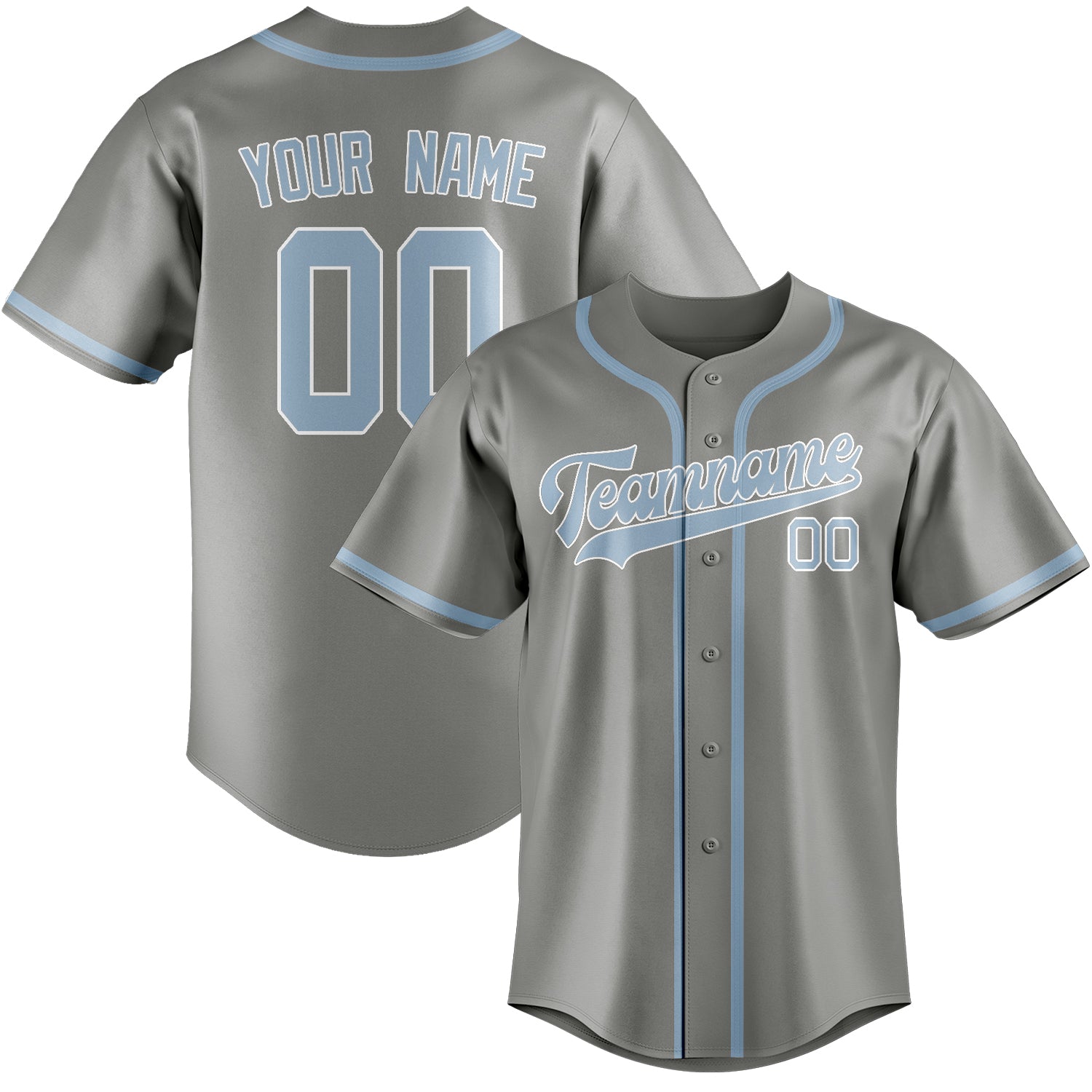 Benutzerdefiniertes Professionelles Grau Hellblau Baseballtrikot