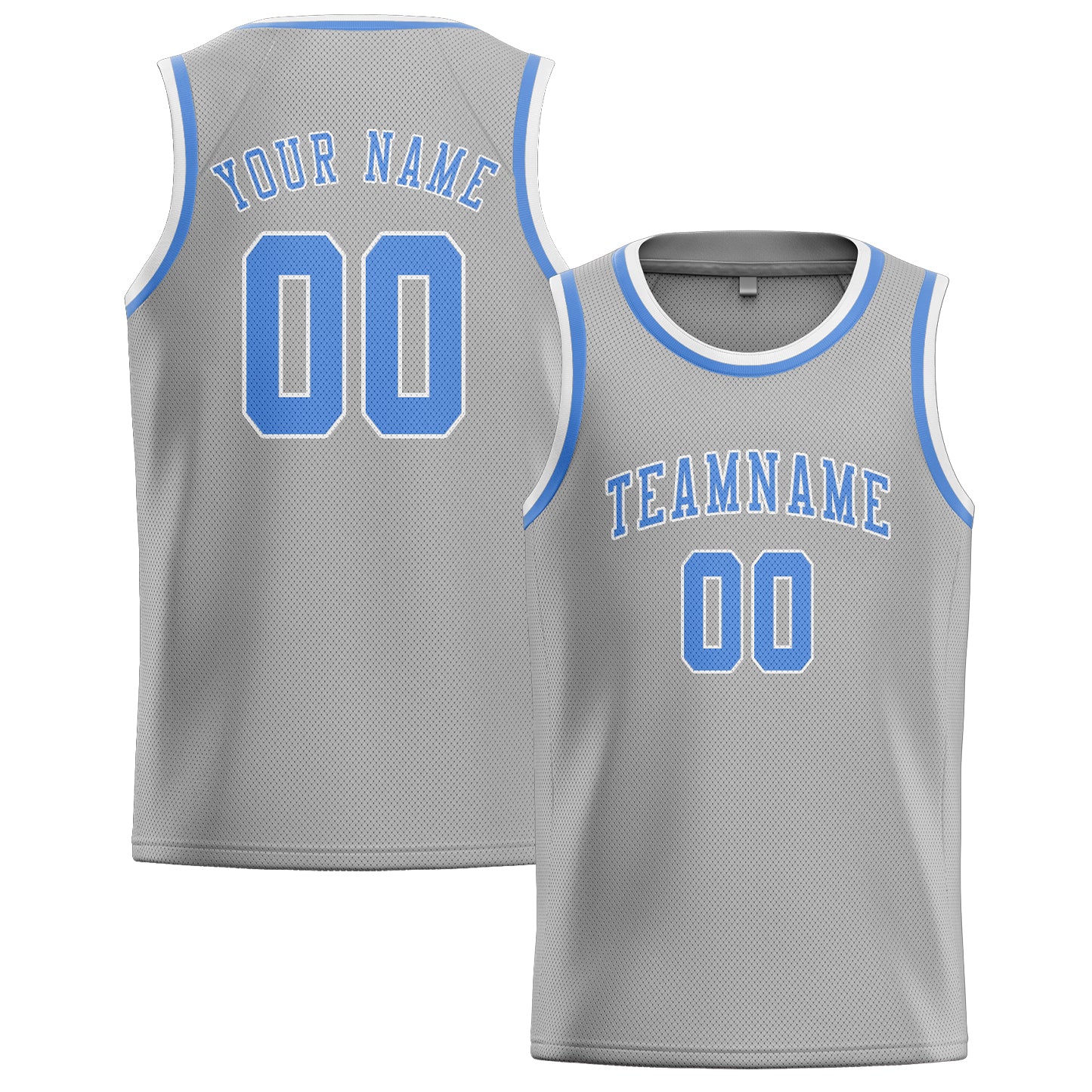 Benutzerdefiniertes Professionelles Grau Hellblau Basketballtrikot