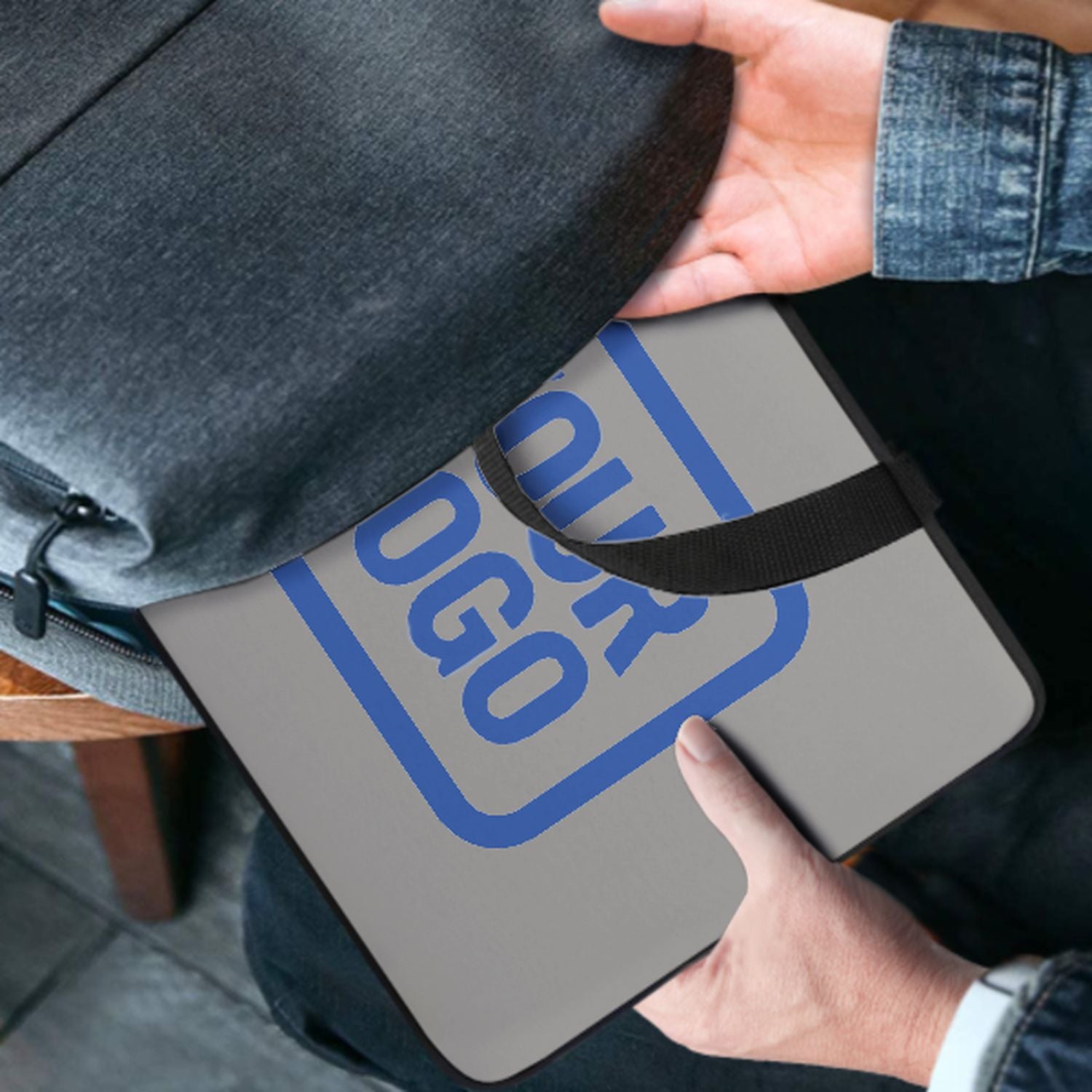 Maßgeschneidertes Grau Sky Blue Laptop Tasche