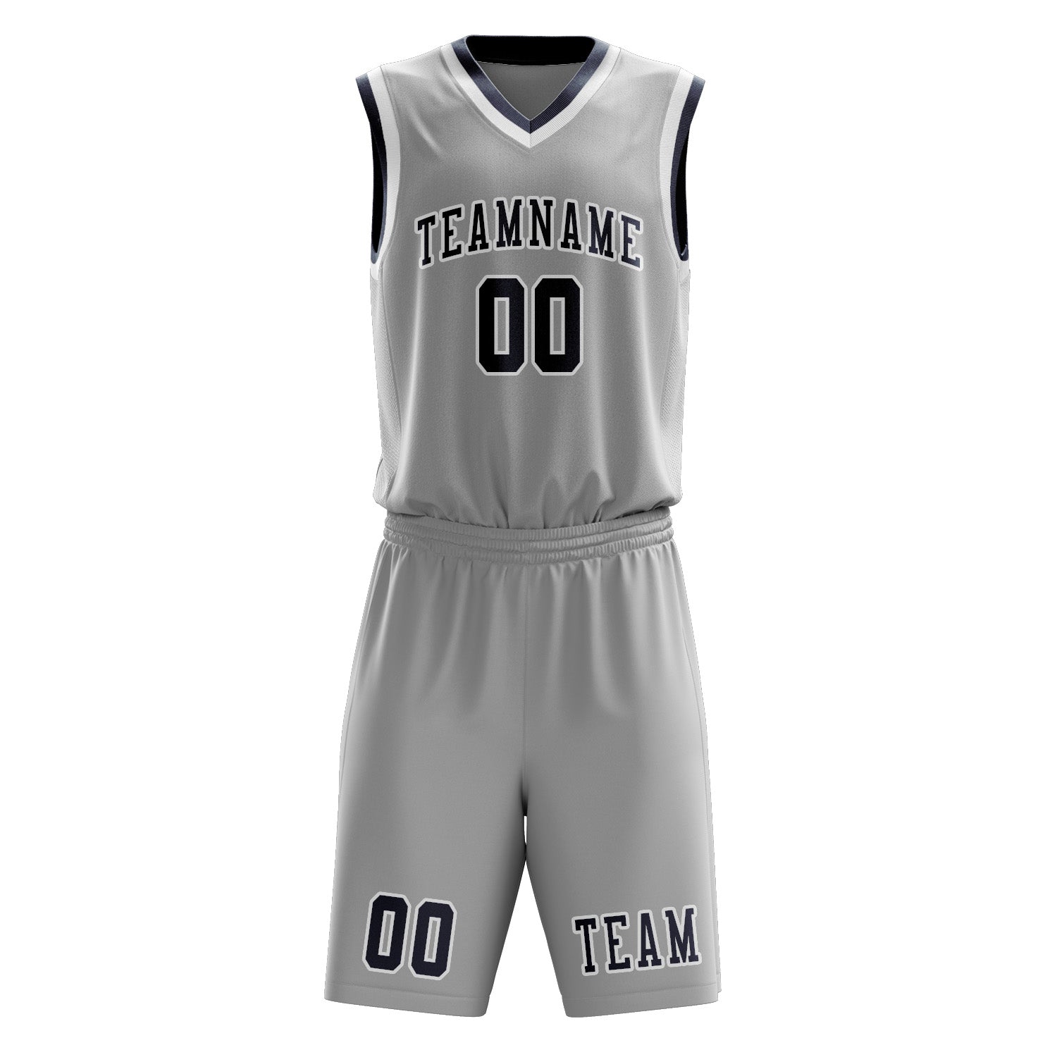Benutzerdefiniertes Professionelles Grau Marineblau Basketballtrikot-Set
