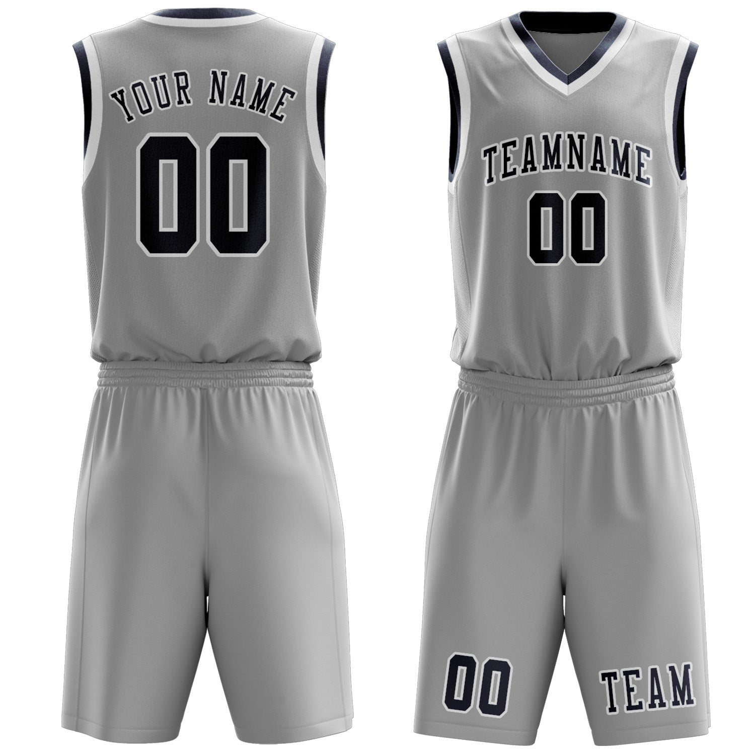 Benutzerdefiniertes Professionelles Grau Marineblau Basketballtrikot-Set