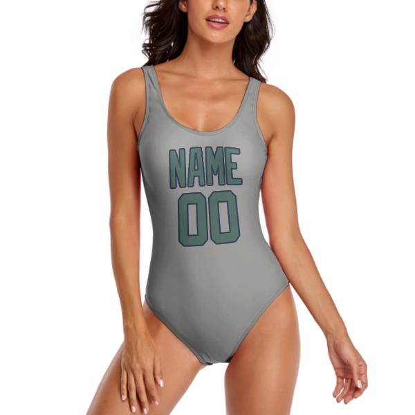 Maillot de bain gris sarcelle sur mesure