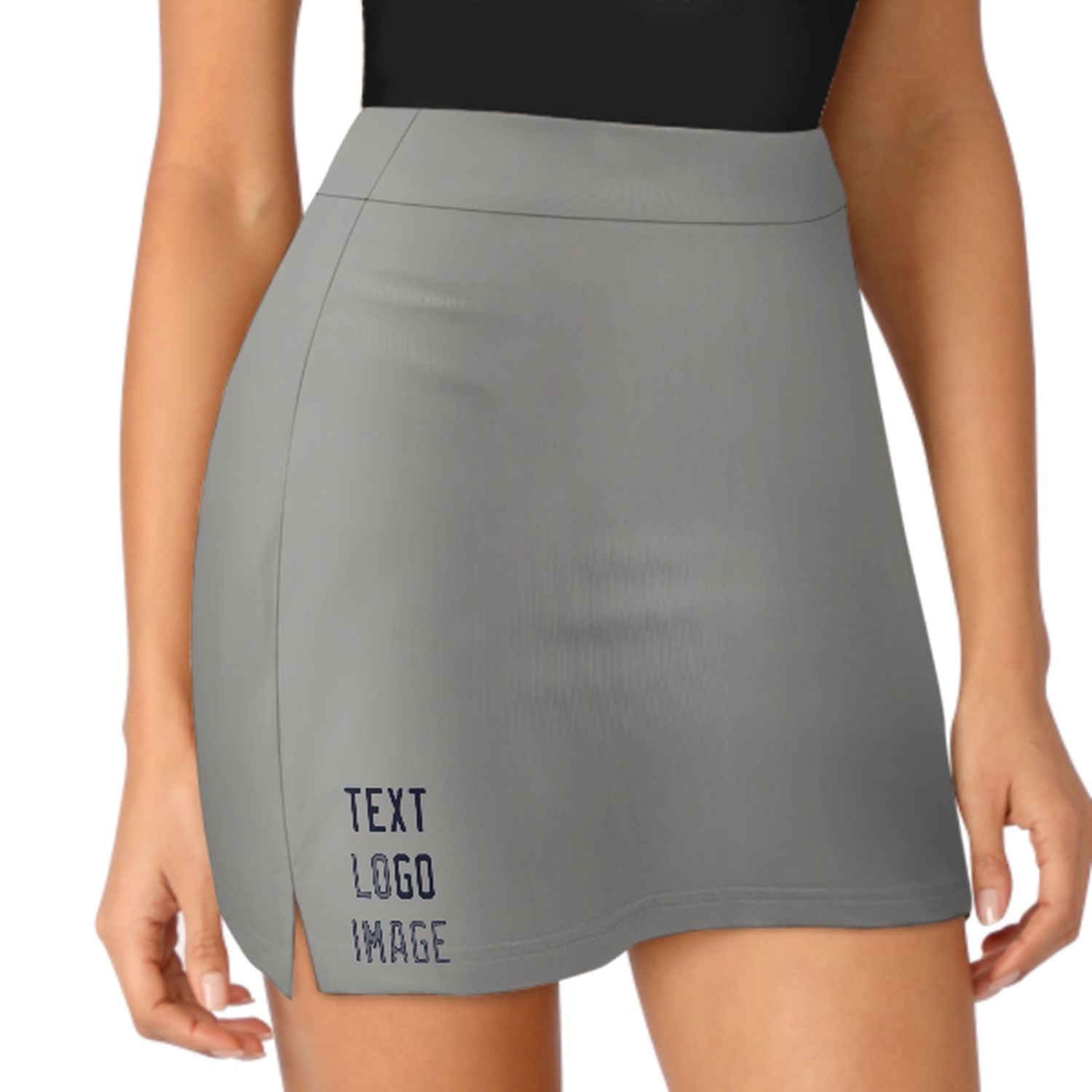 Maßgeschneidertes Grau Stahlblau A-Linien Skort