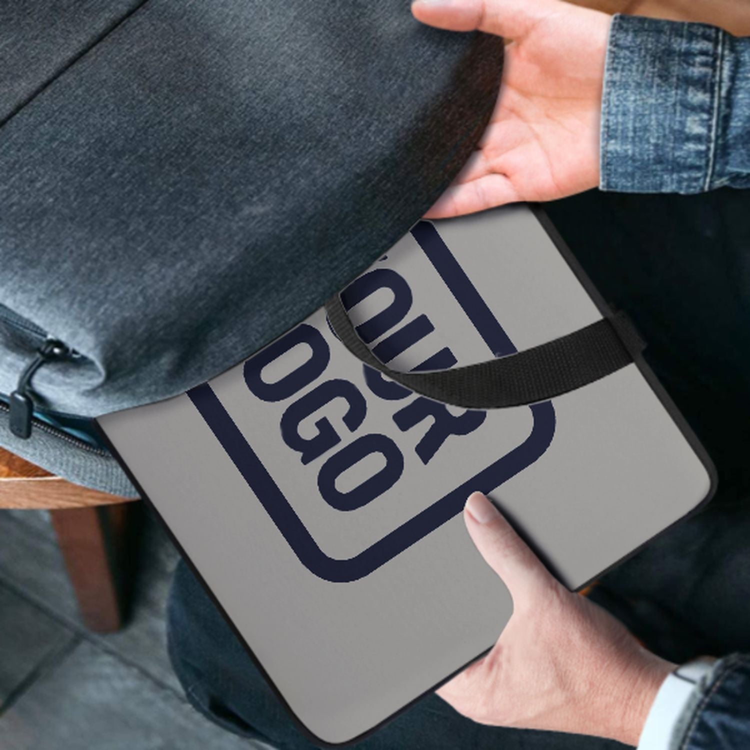 Maßgeschneidertes Grau Navy Laptop Tasche