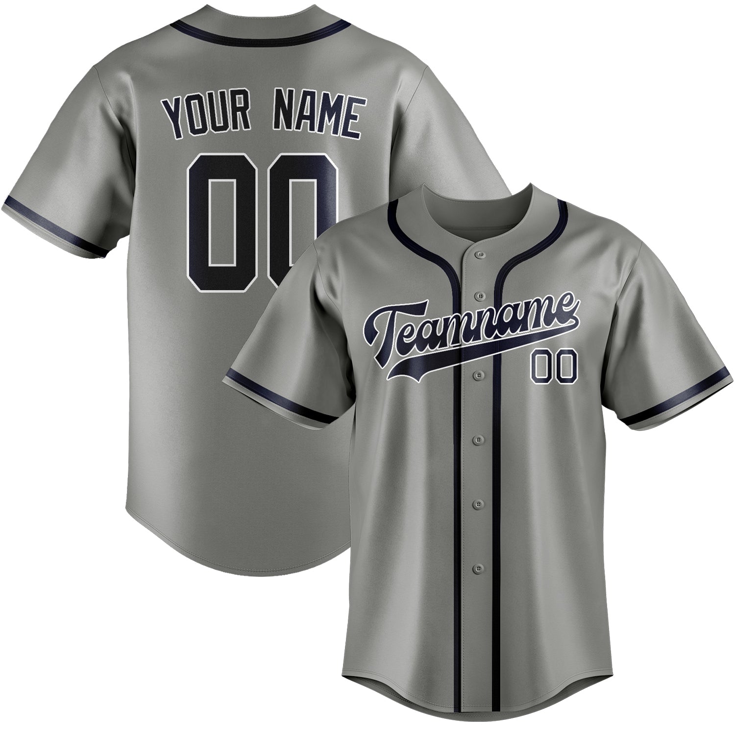 Benutzerdefiniertes Professionelles Grau Stahlblau Baseballtrikot