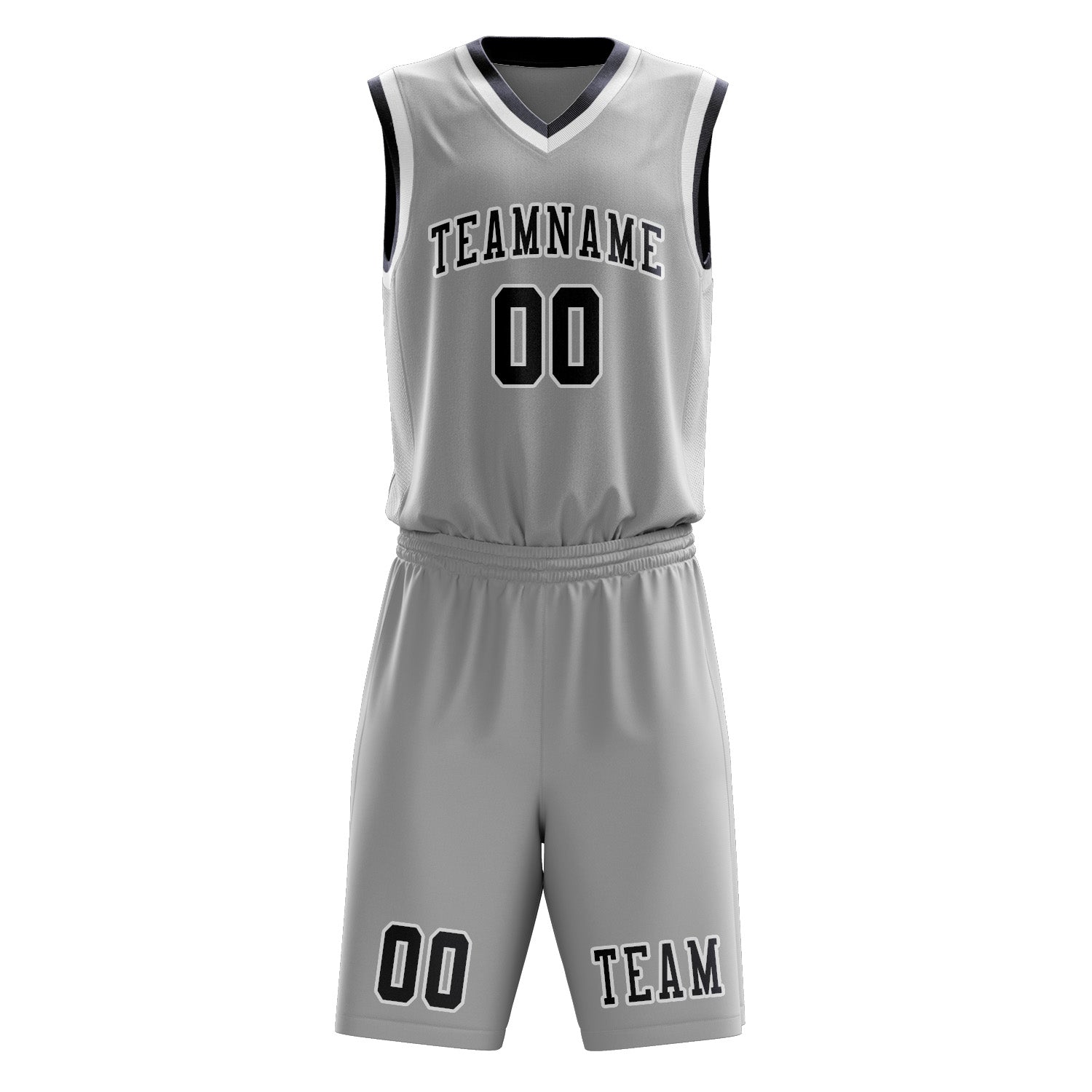 Benutzerdefiniertes Professionelles Grau Stahlblau Basketballtrikot-Set