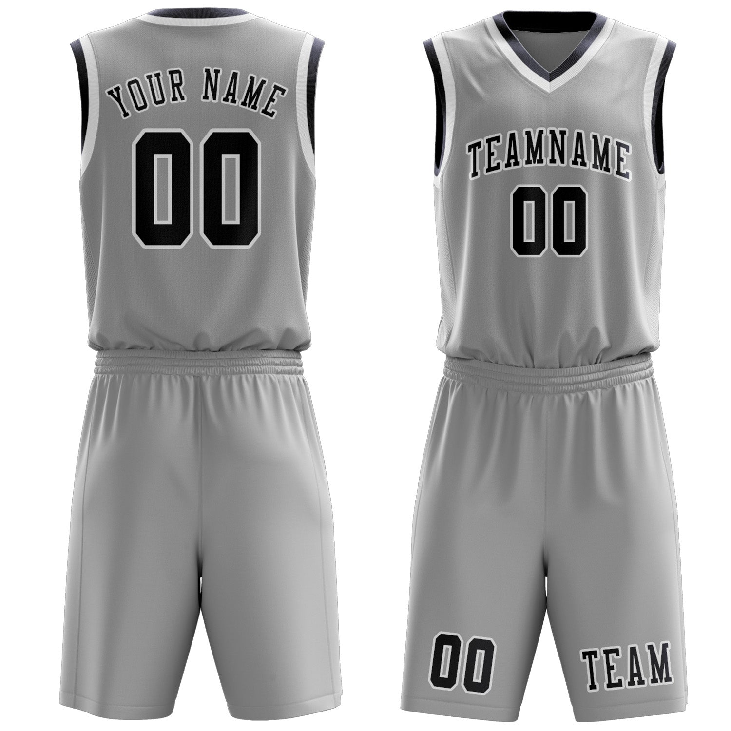 Benutzerdefiniertes Professionelles Grau Stahlblau Basketballtrikot-Set