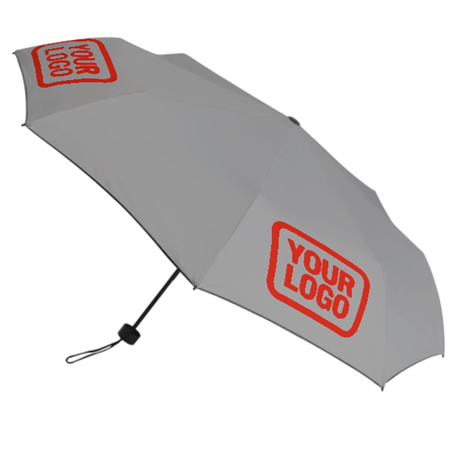 Maßgeschneidertes Grau Orangerot Automatik-Regenschirm