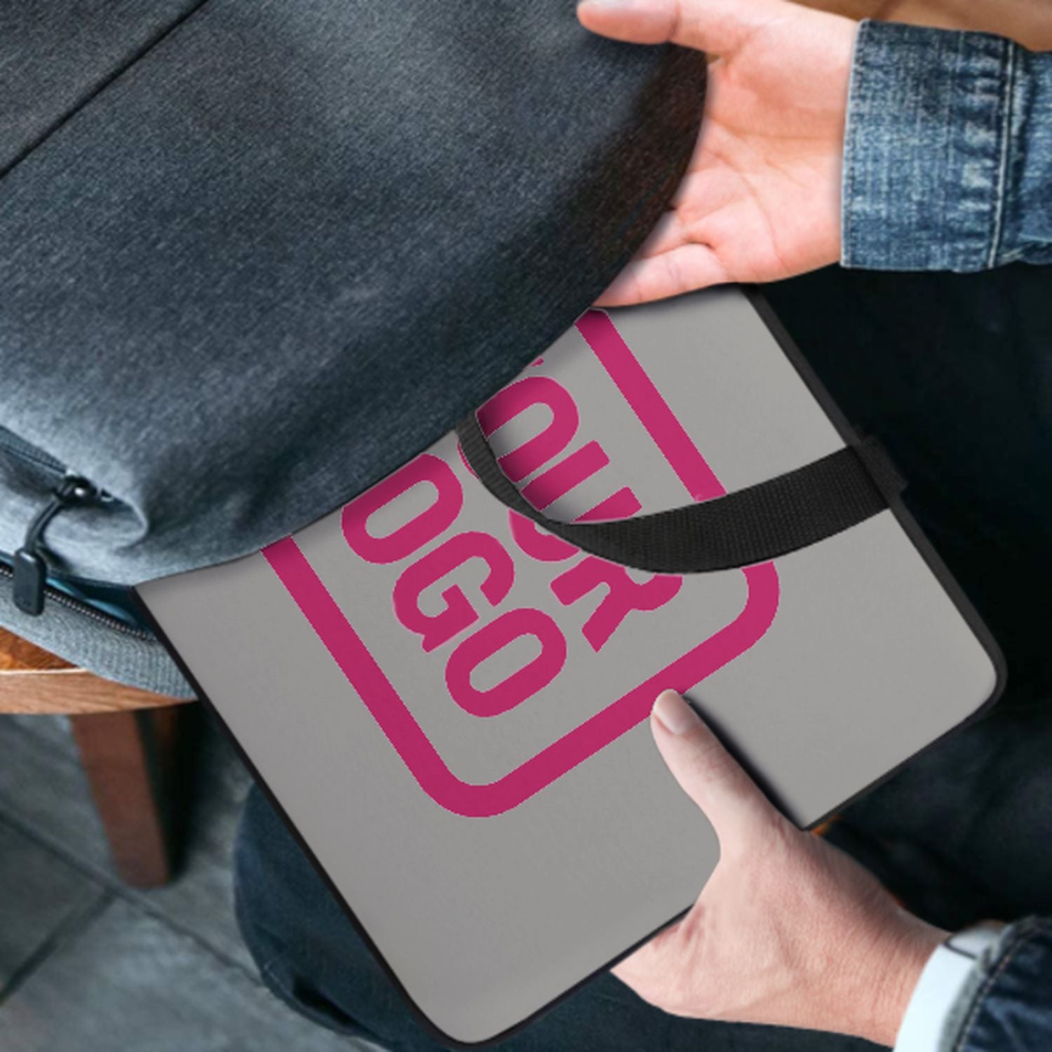 Maßgeschneidertes Grau Pink Laptop Tasche