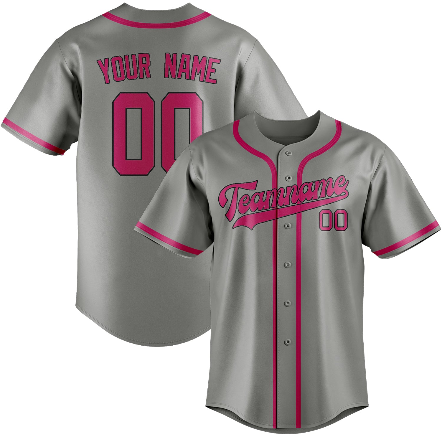 Benutzerdefiniertes Professionelles Grau Rosarot Baseballtrikot