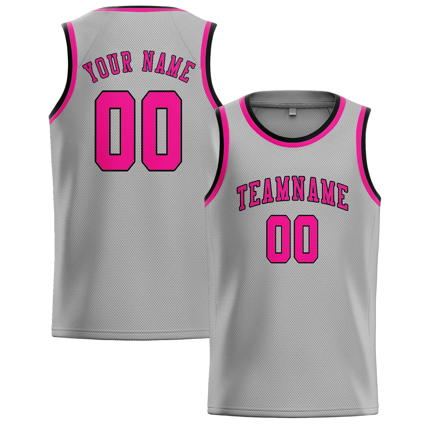 Benutzerdefiniertes Professionelles Grau Rosarot Basketballtrikot