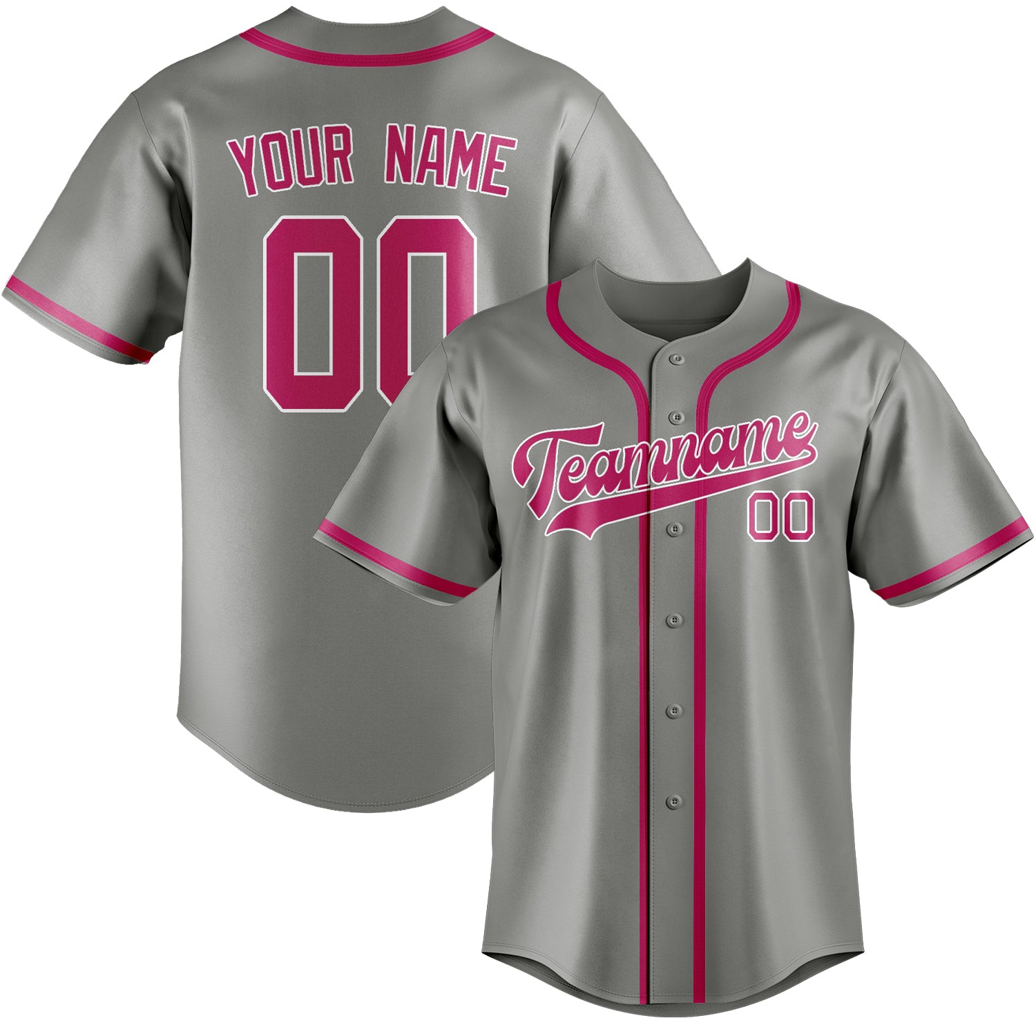 Benutzerdefiniertes Professionelles Grau Rosarot Baseballtrikot