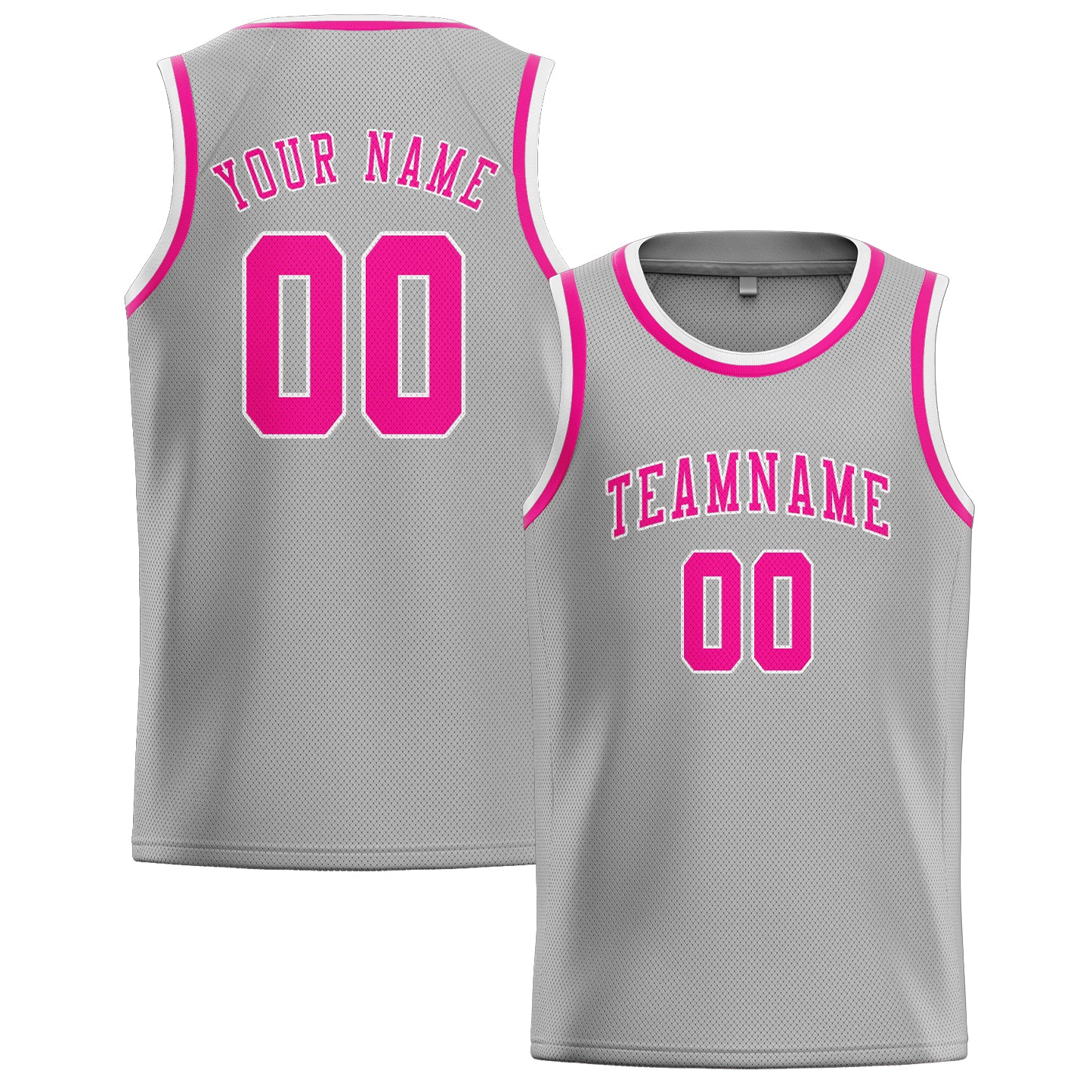 Benutzerdefiniertes Professionelles Grau Rosarot Basketballtrikot