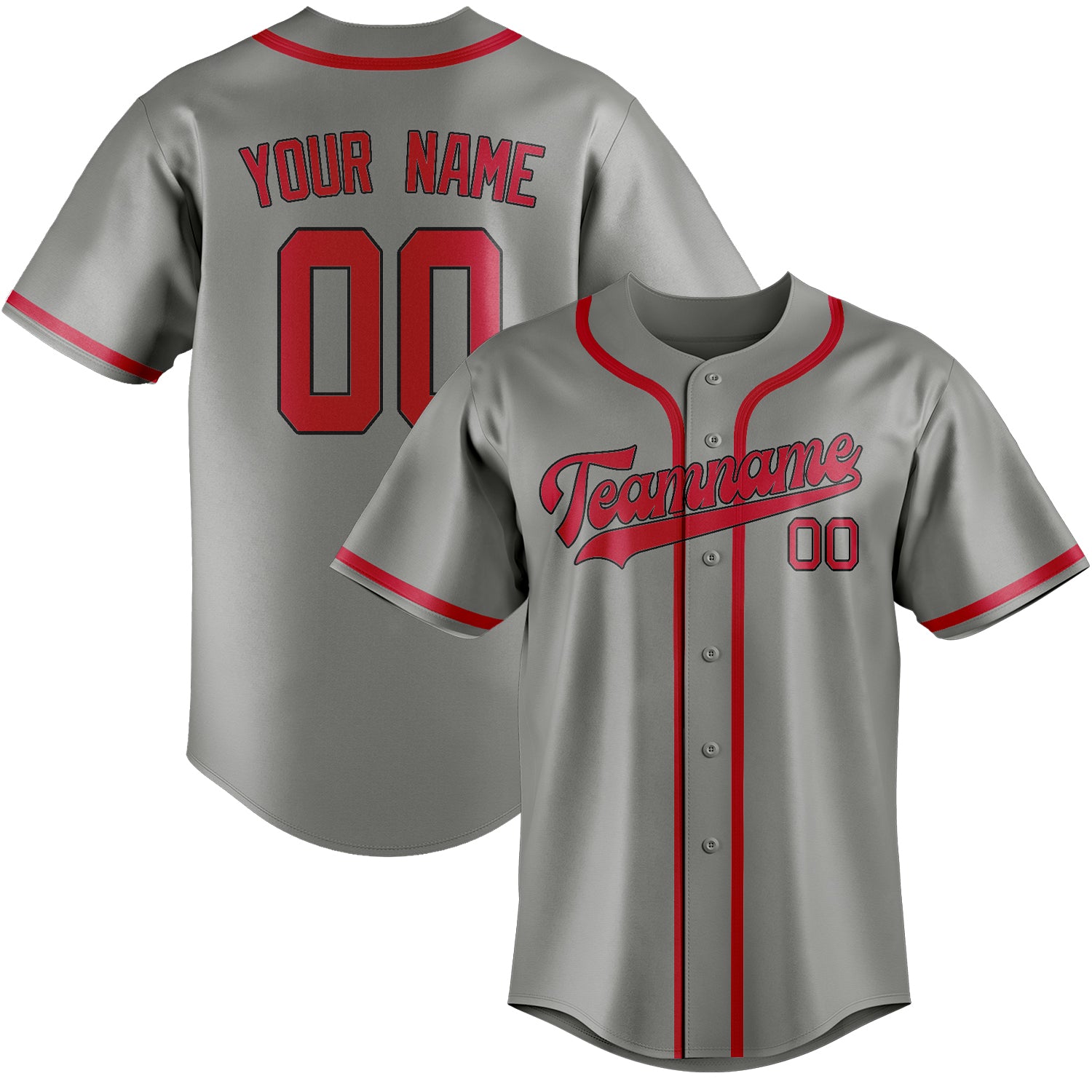 Benutzerdefiniertes Professionelles Grau Rot Baseballtrikot