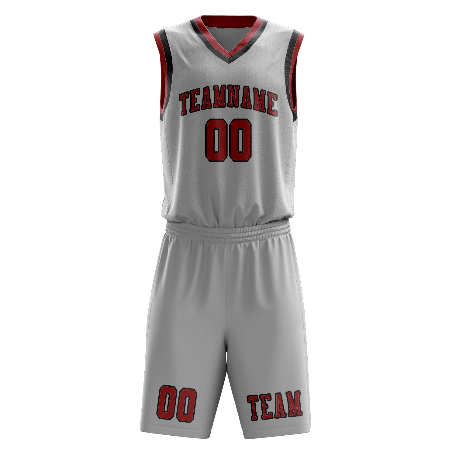 Benutzerdefiniertes Professionelles Grau Rot Basketballtrikot-Set