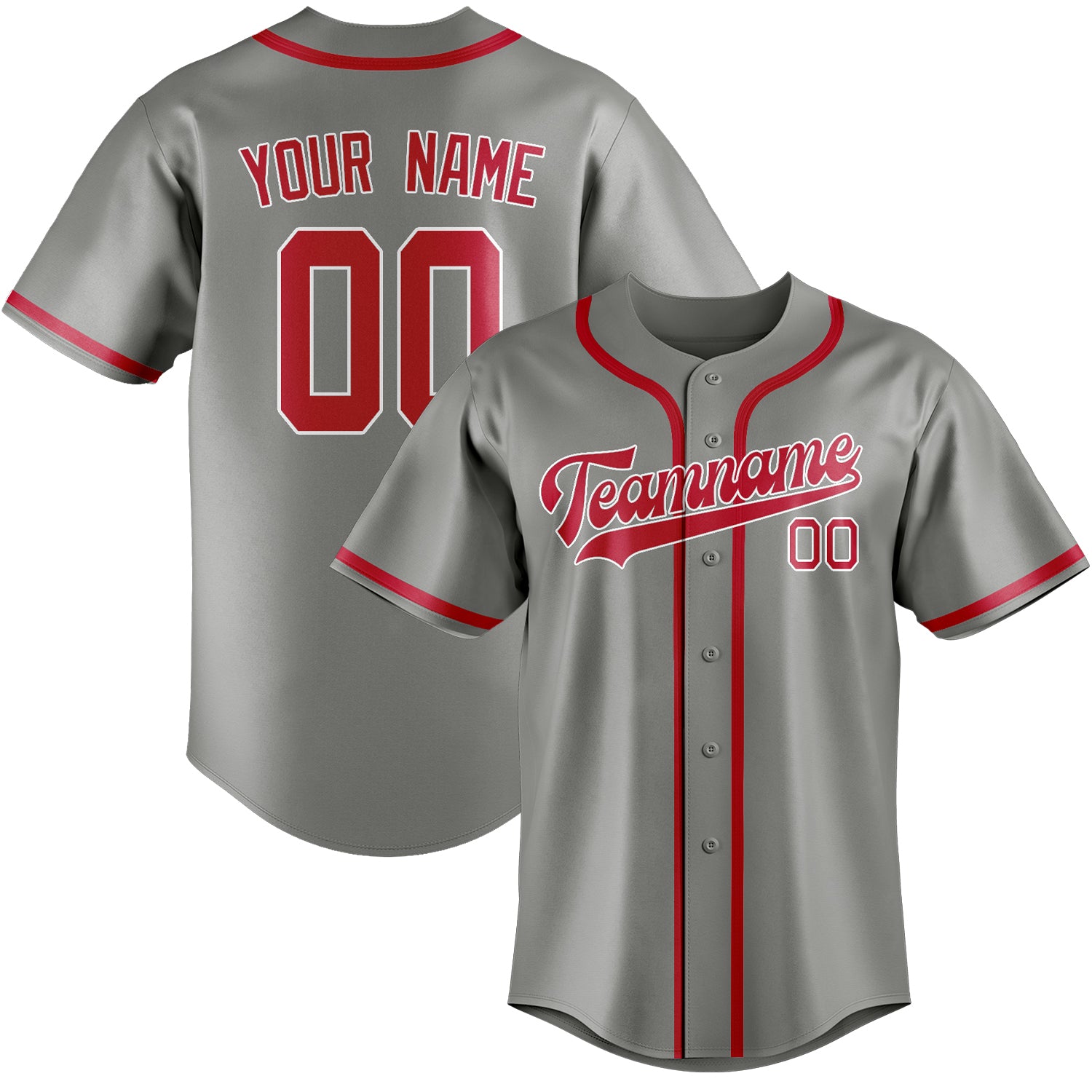 Benutzerdefiniertes Professionelles Grau Rot Baseballtrikot