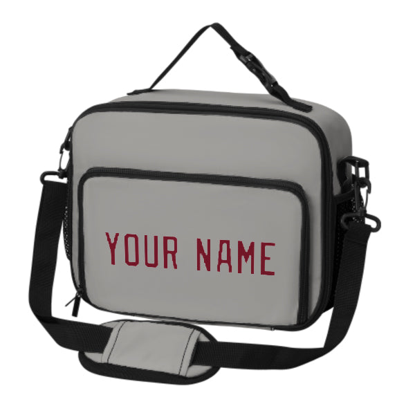 Maßgeschneidertes Grau Crimson Red Lunch-Tasche