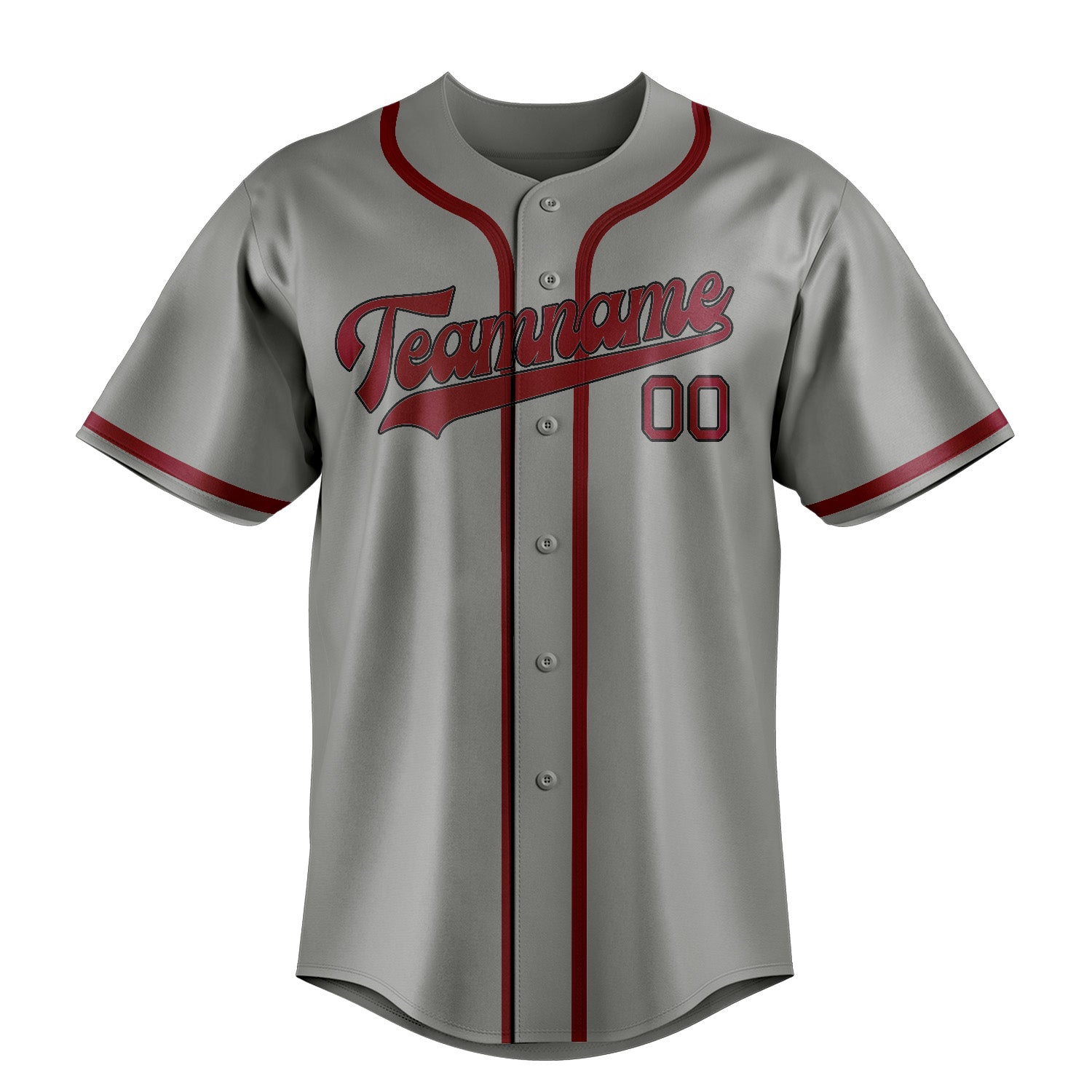 Benutzerdefiniertes Professionelles Grau Karmesinrot Baseballtrikot