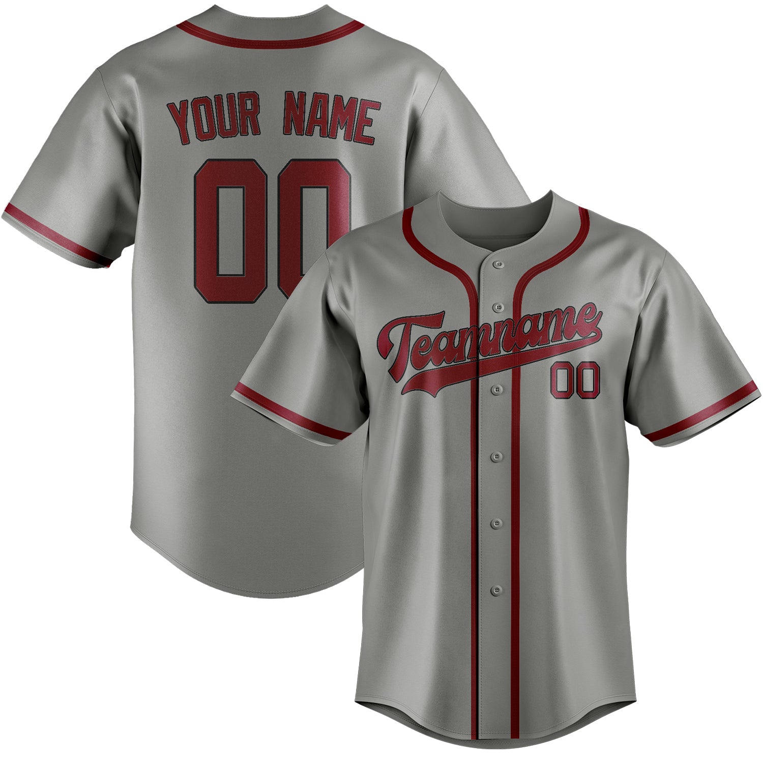Benutzerdefiniertes Professionelles Grau Karmesinrot Baseballtrikot