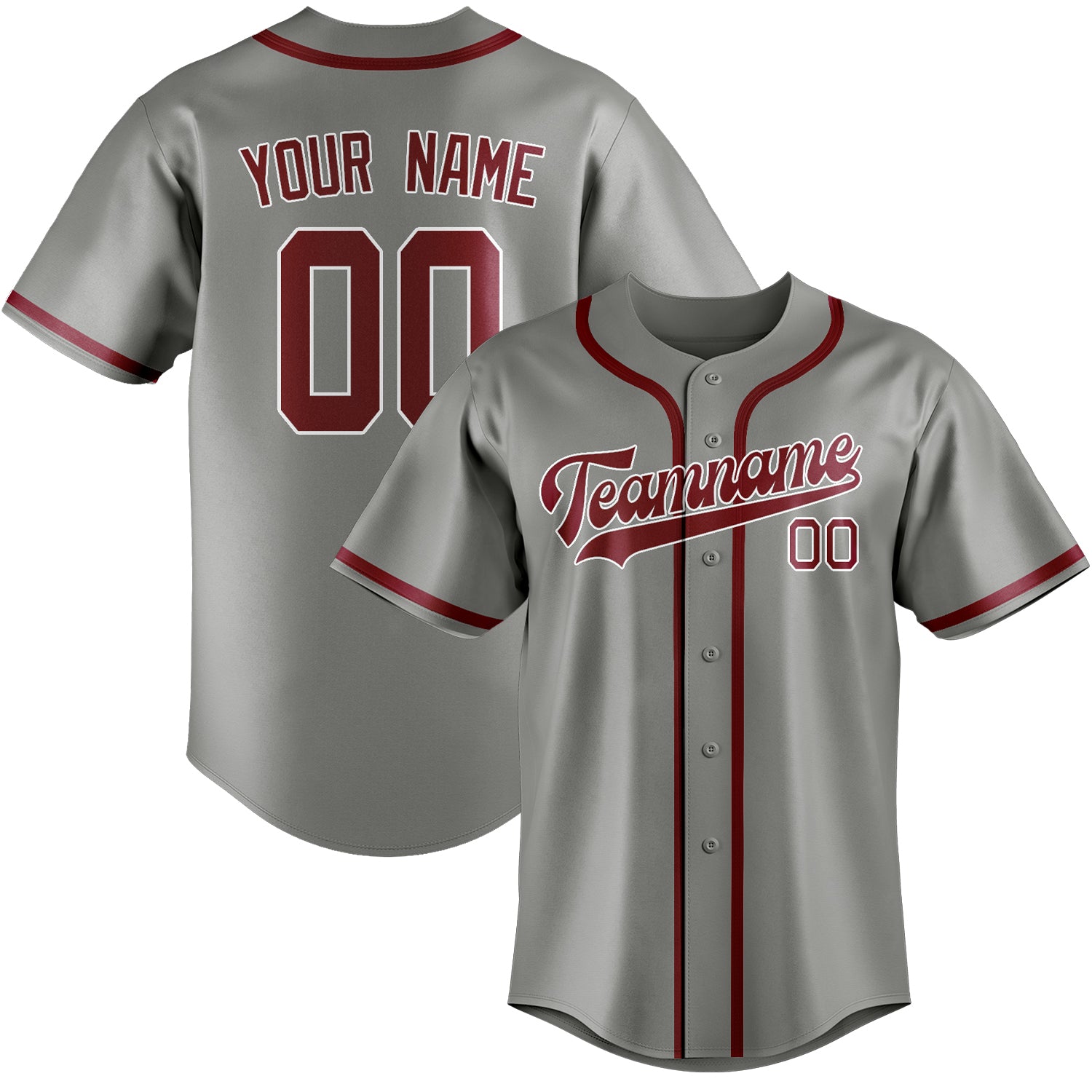 Benutzerdefiniertes Professionelles Grau Karmesinrot Baseballtrikot
