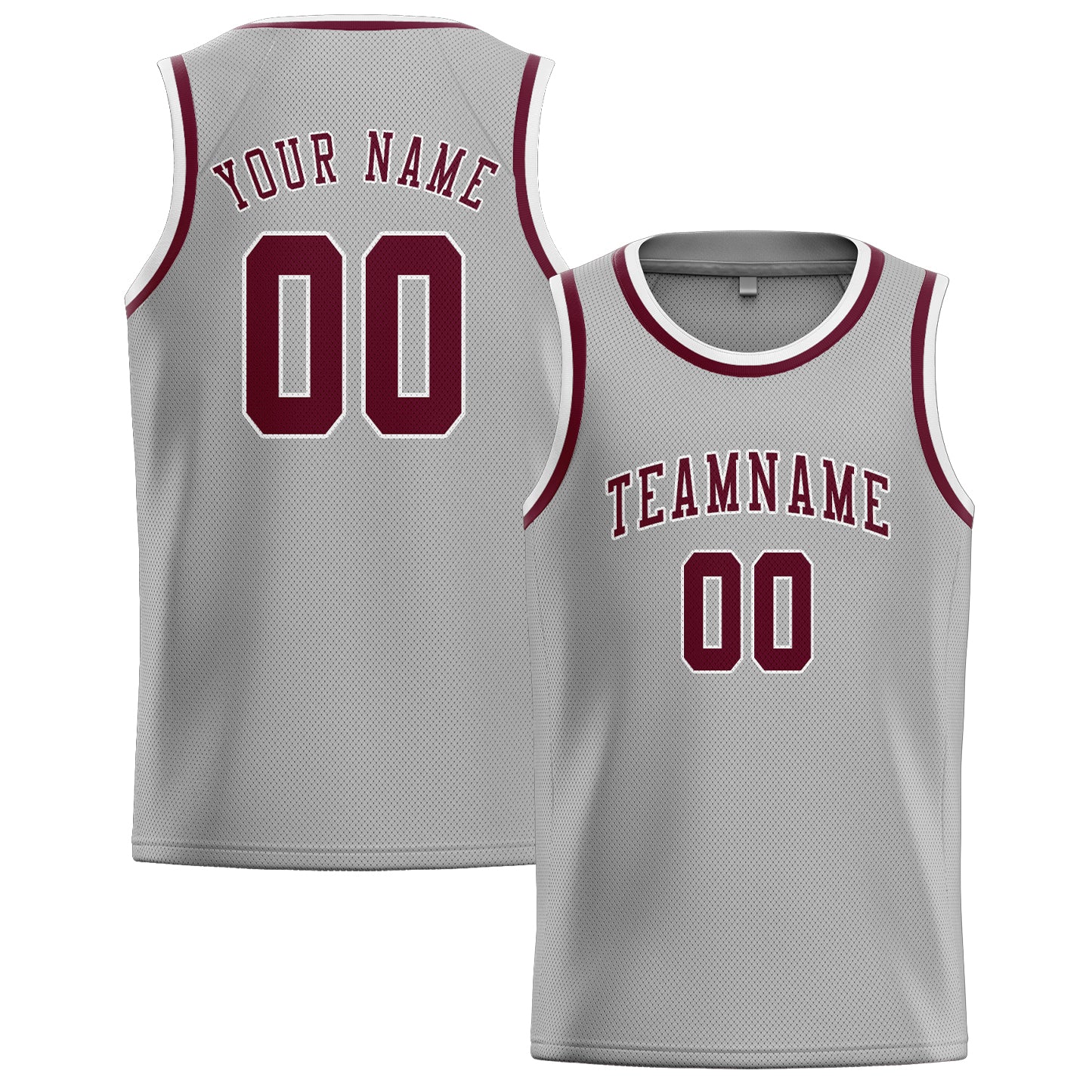 Benutzerdefiniertes Professionelles Grau Karmesinrot Basketballtrikot