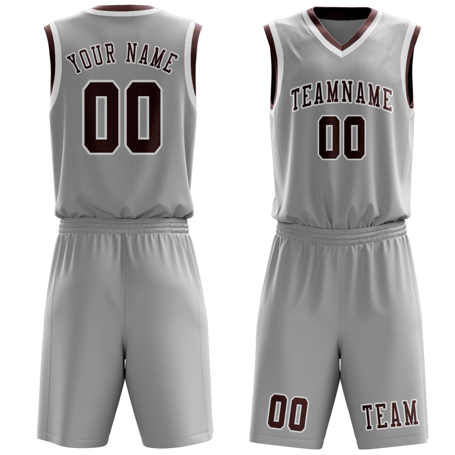 Benutzerdefiniertes Professionelles Grau Karmesinrot Basketballtrikot-Set