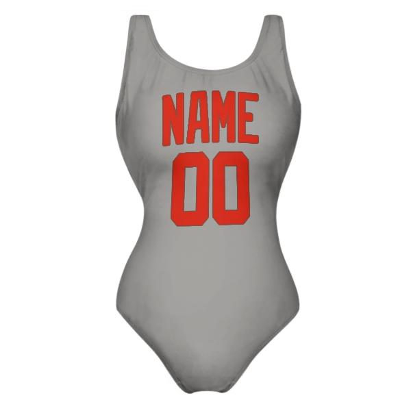 Maillot de bain gris orange rouge sur mesure