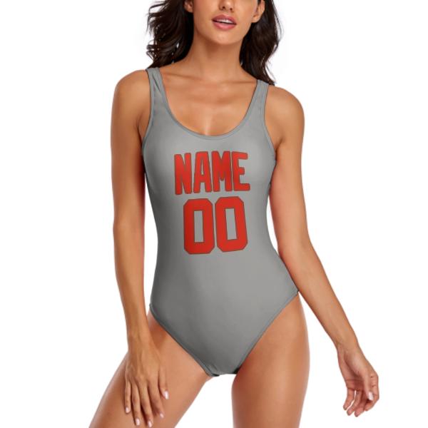 Maillot de bain gris orange rouge sur mesure