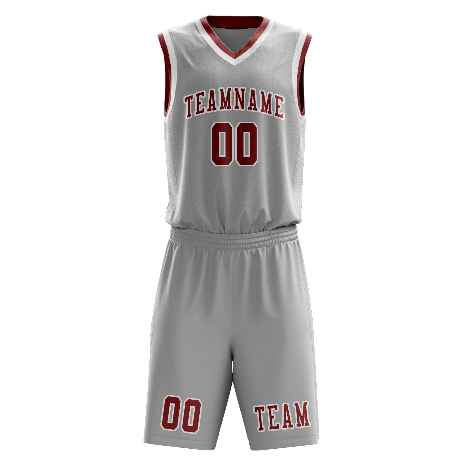 Benutzerdefiniertes Professionelles Grau Korallenrot Basketballtrikot-Set