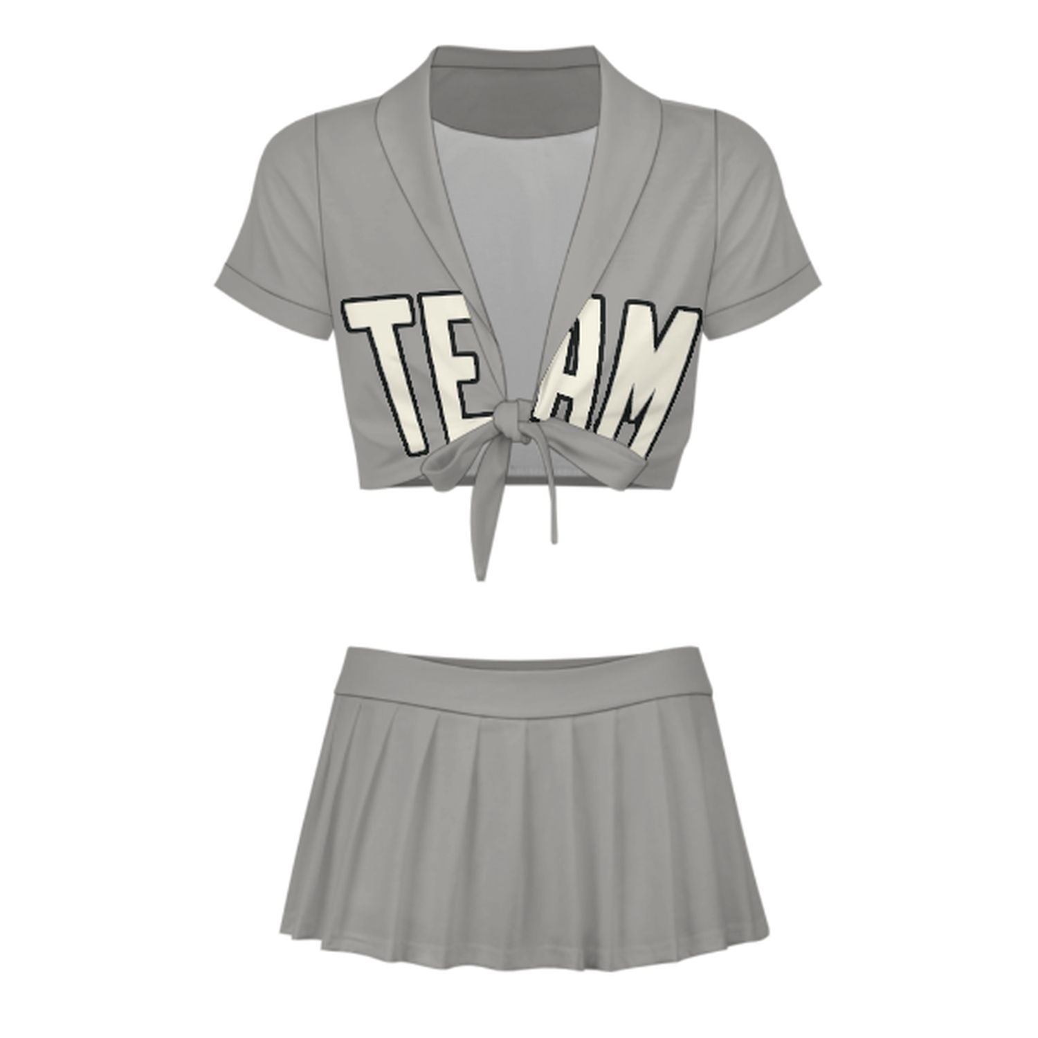 Maßgeschneidertes Grau Beige Cheerleader Outfit Set